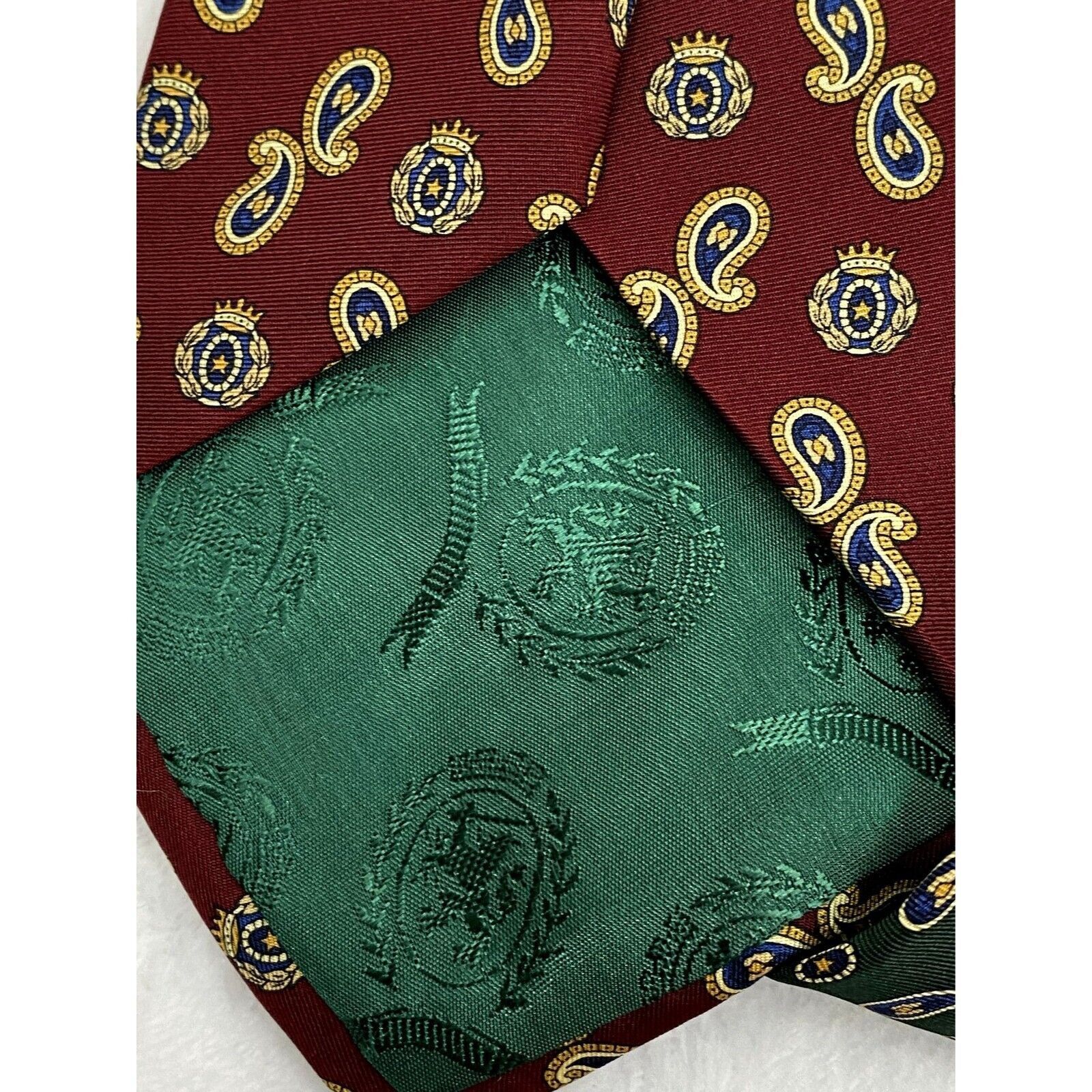 Tommy Hilfiger Tommy Hilfiger Necktie 100% Silk Paisley Crest Print Vtg 60" Size ONE SIZE - 5 Thumbnail