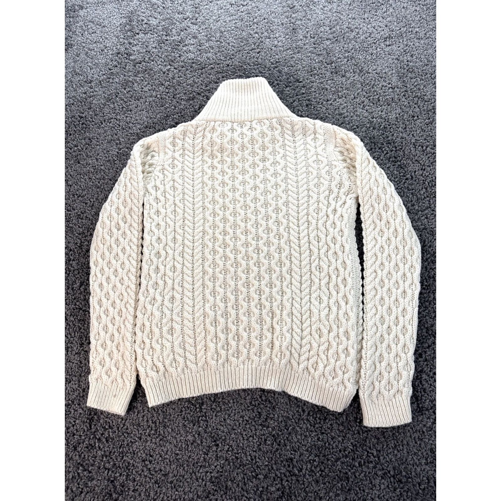 Vintage Saol Ireland Sweater Men S Wool Chunky-Knit Fisherman Aran Ivory Knit Crew Neck Pullover Knit Wool Size US S / EU 44-46 / 1 - 5 Thumbnail