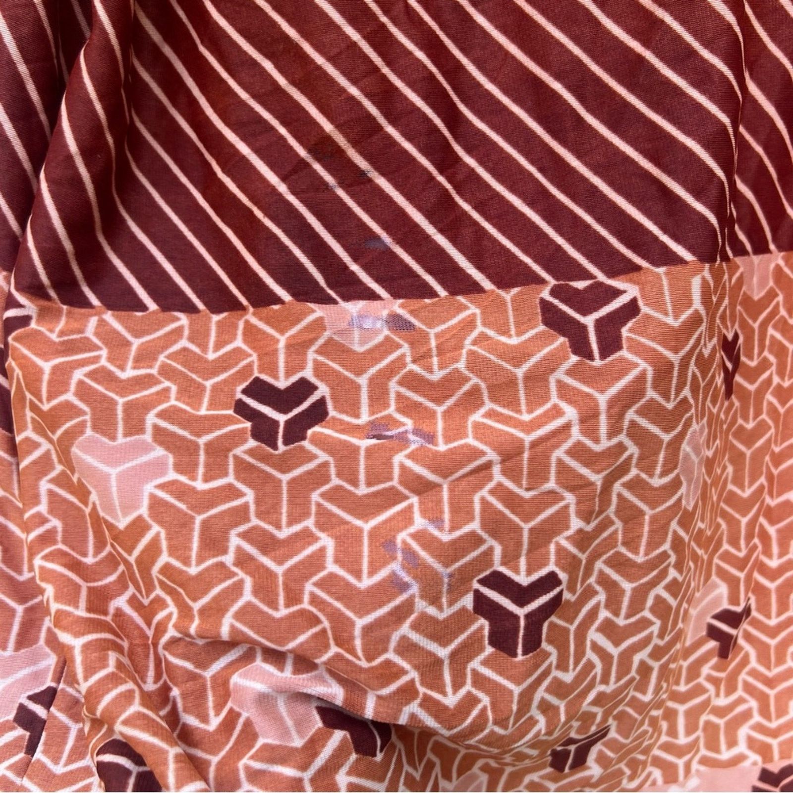 Vintage 70s Rust Salmon Geometric Disco DaggerPoint Collar Shirt XLT Size US XL / EU 56 / 4 - 7 Thumbnail