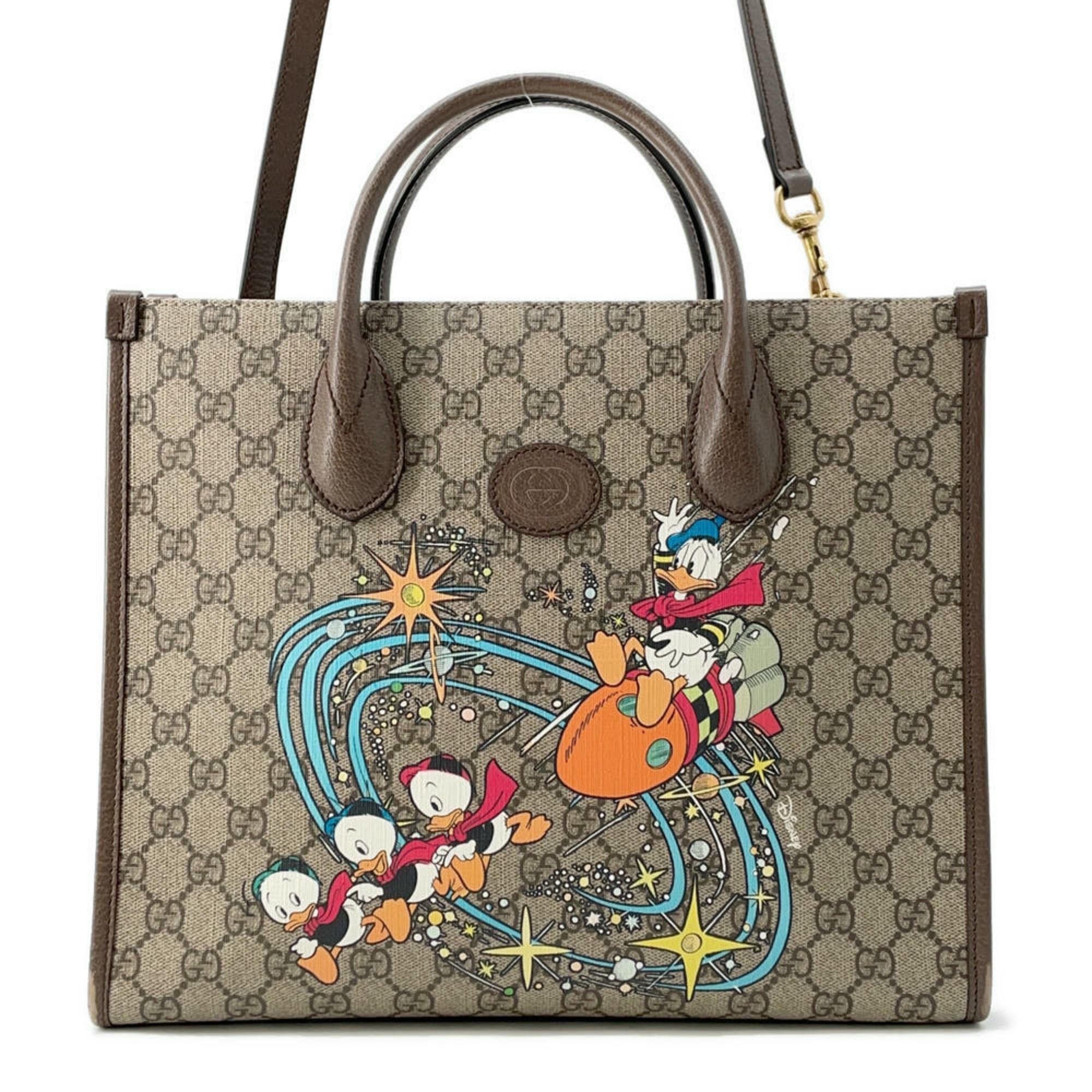 Gucci Tote Bag GG Supreme Disney Collaboration 648134 Gucci 2Way Donald Duck in Beige, Women's