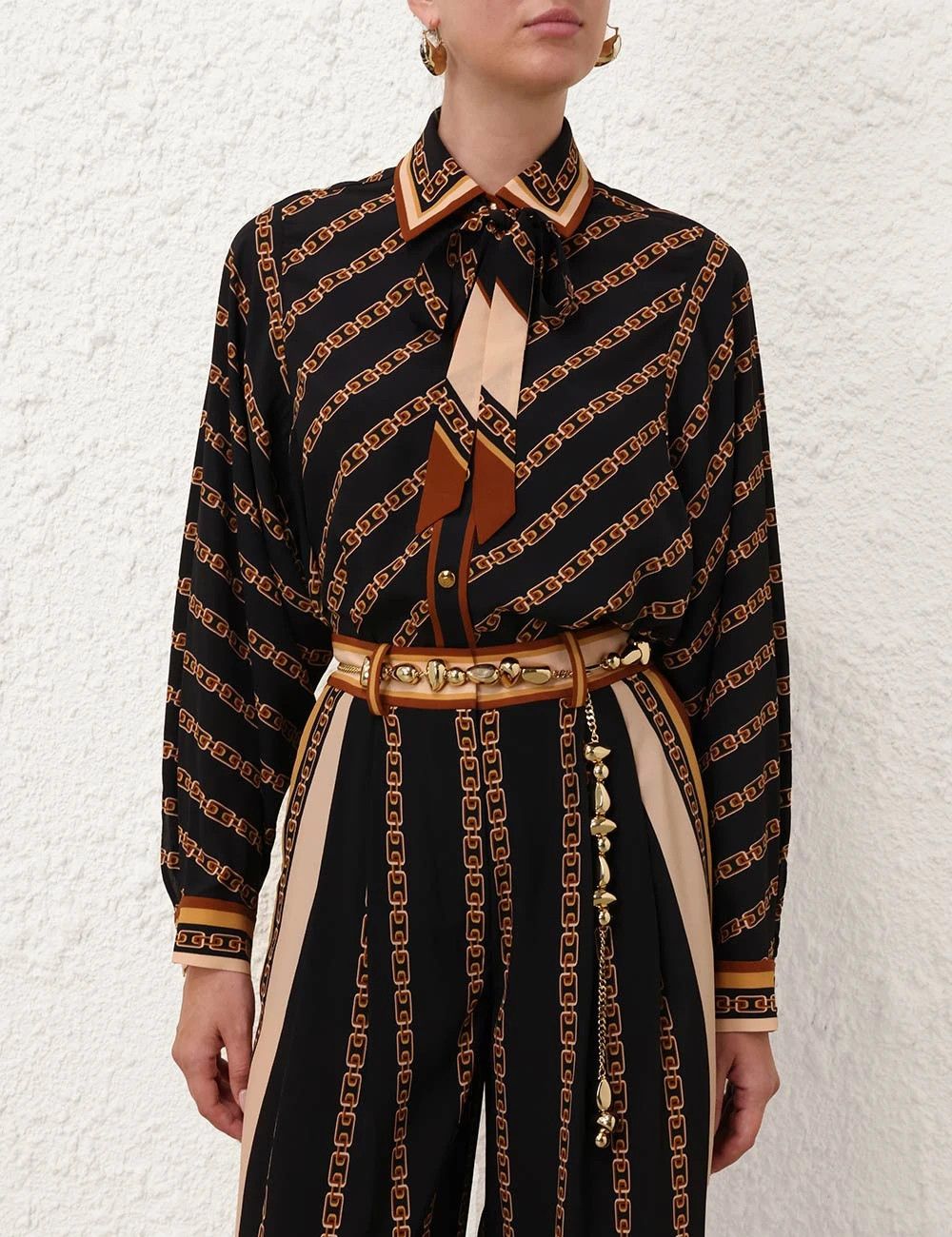 Zimmermann oc11z0226 Relaxed Shirt In Black/Brown Size XS / US 0-2 / IT 36-38 - 2 Thumbnail