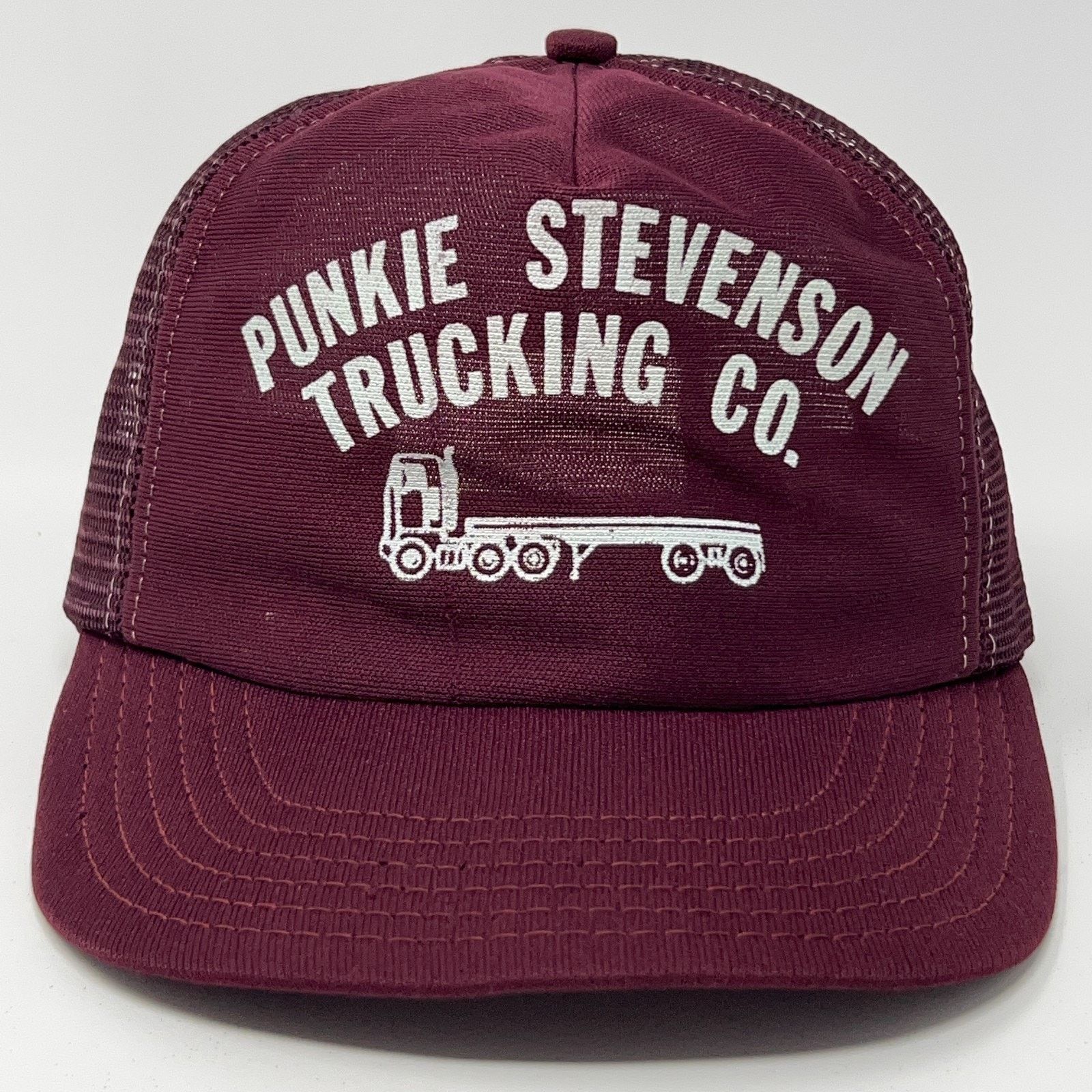 Vintage Vintage 80s Punkie Stevenson Trucking Co Trucker Hat Cap Red Size ONE SIZE - 1 Thumbnail