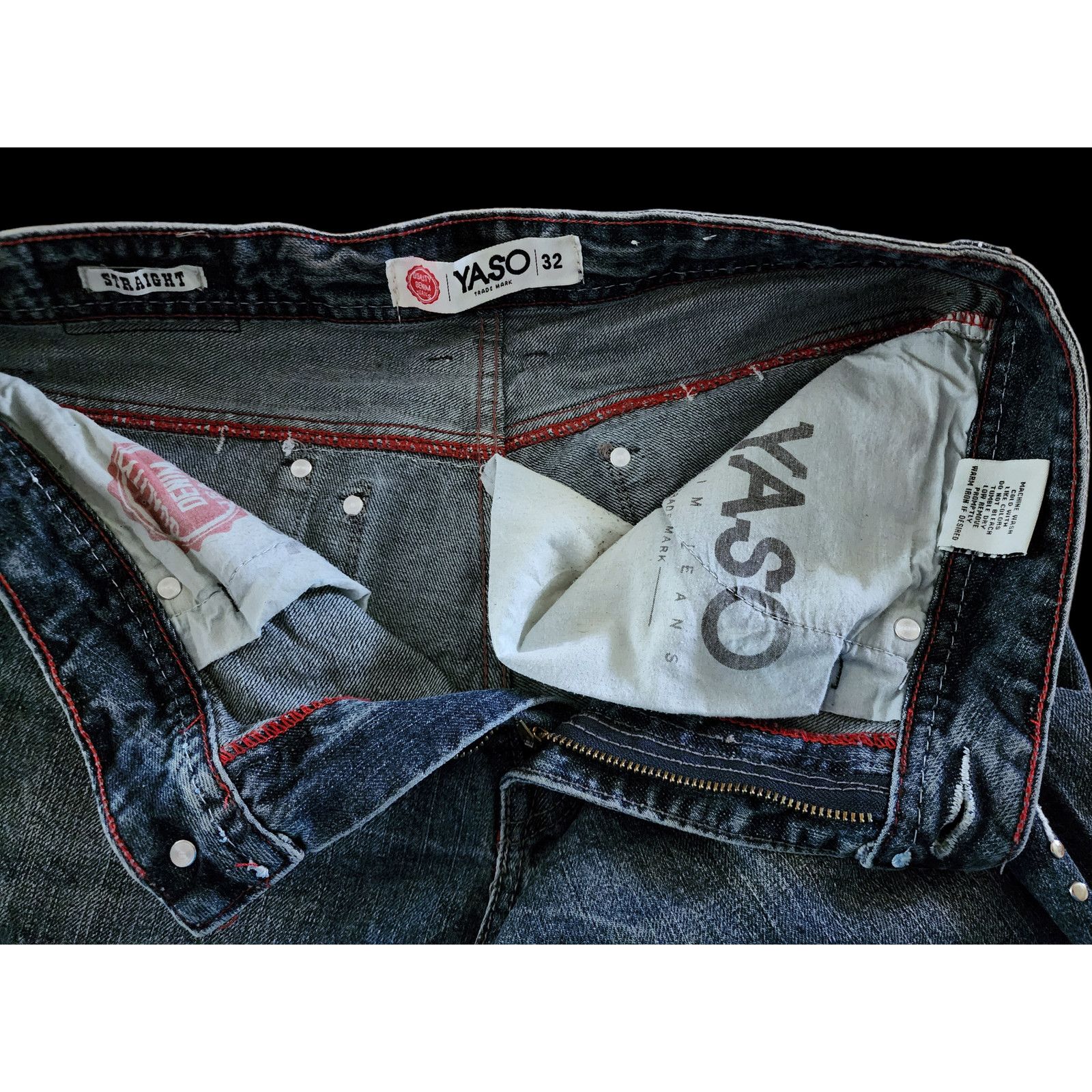 Other YASO men denim distressed blue jeans white stitching W32 L33 Size US 32 / EU 48 - 9 Thumbnail