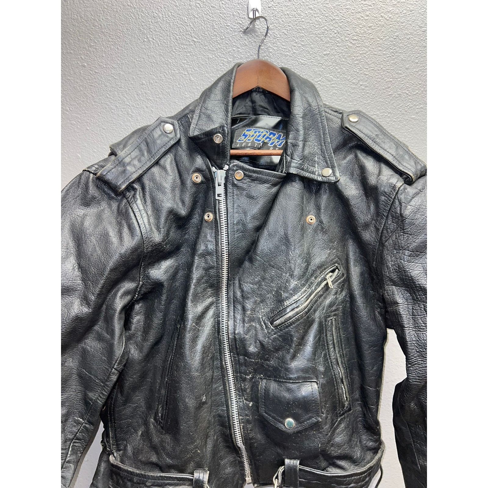 Vintage Vintage Storm Leathers Jacket Full Zip Leather Gear Large Size US L / EU 52-54 / 3 - 8 Thumbnail