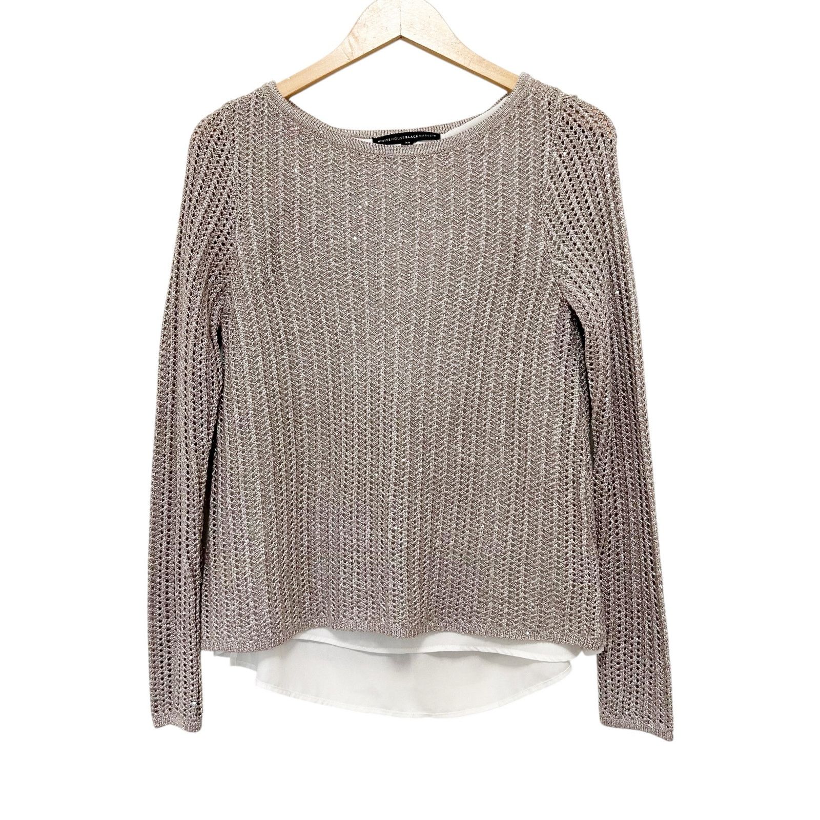 White House Black Market White House Black Market Gold Sparkly Knit Layered Shirt XS Size XS / US 0-2 / IT 36-38 - 1 Thumbnail
