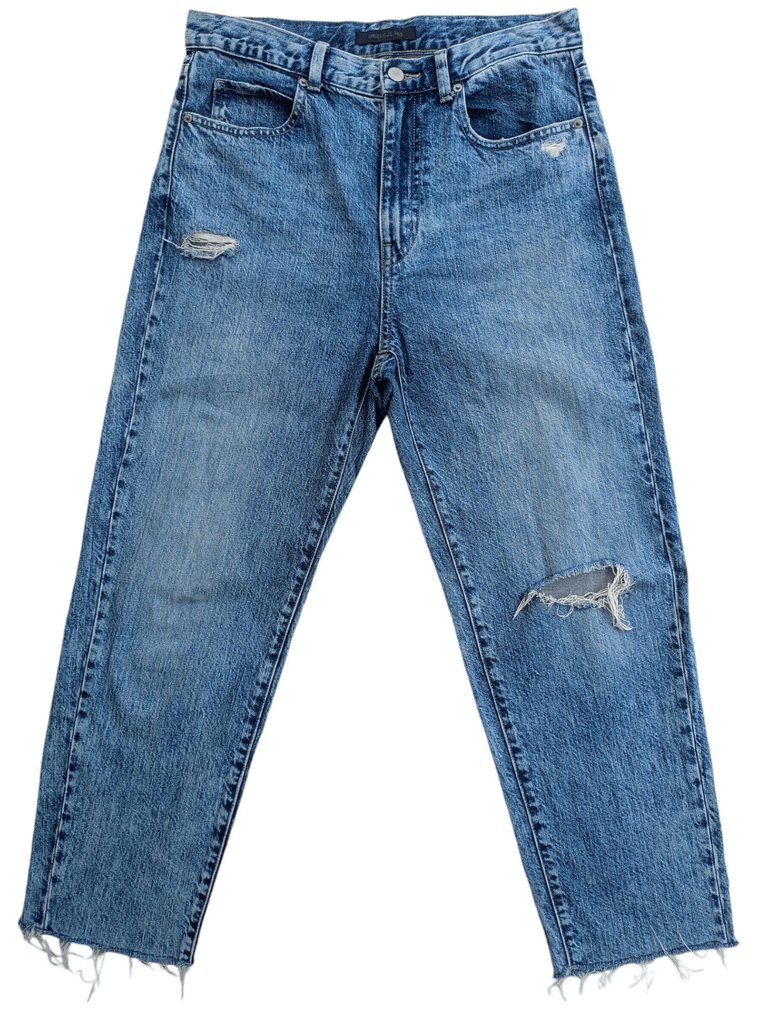 Uniqlo × Vintage UNIQLO Cropped Relaxed Tapered Distressed Denim Size 26" / US 2 / IT 38 - 1 Thumbnail