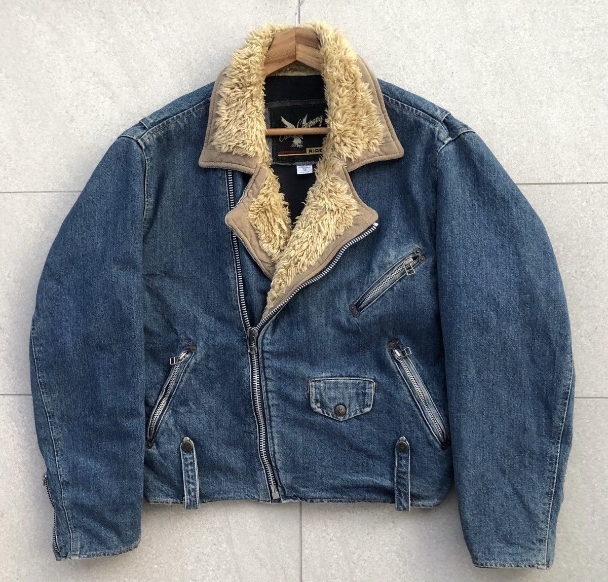 Edwin VTG Edwin Motorcycle Rider Double Fur Collar Denim Jacket Size US M / EU 48-50 / 2 - 2 Thumbnail
