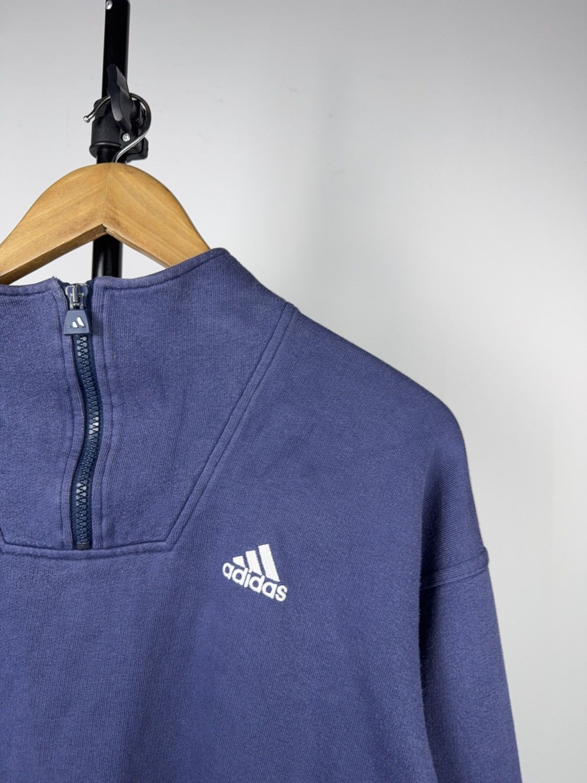 Adidas Vintage 90s Retro Y2K adidas Back Zip Sweatshirt Rare Navy Size US M / EU 48-50 / 2 - 3 Thumbnail