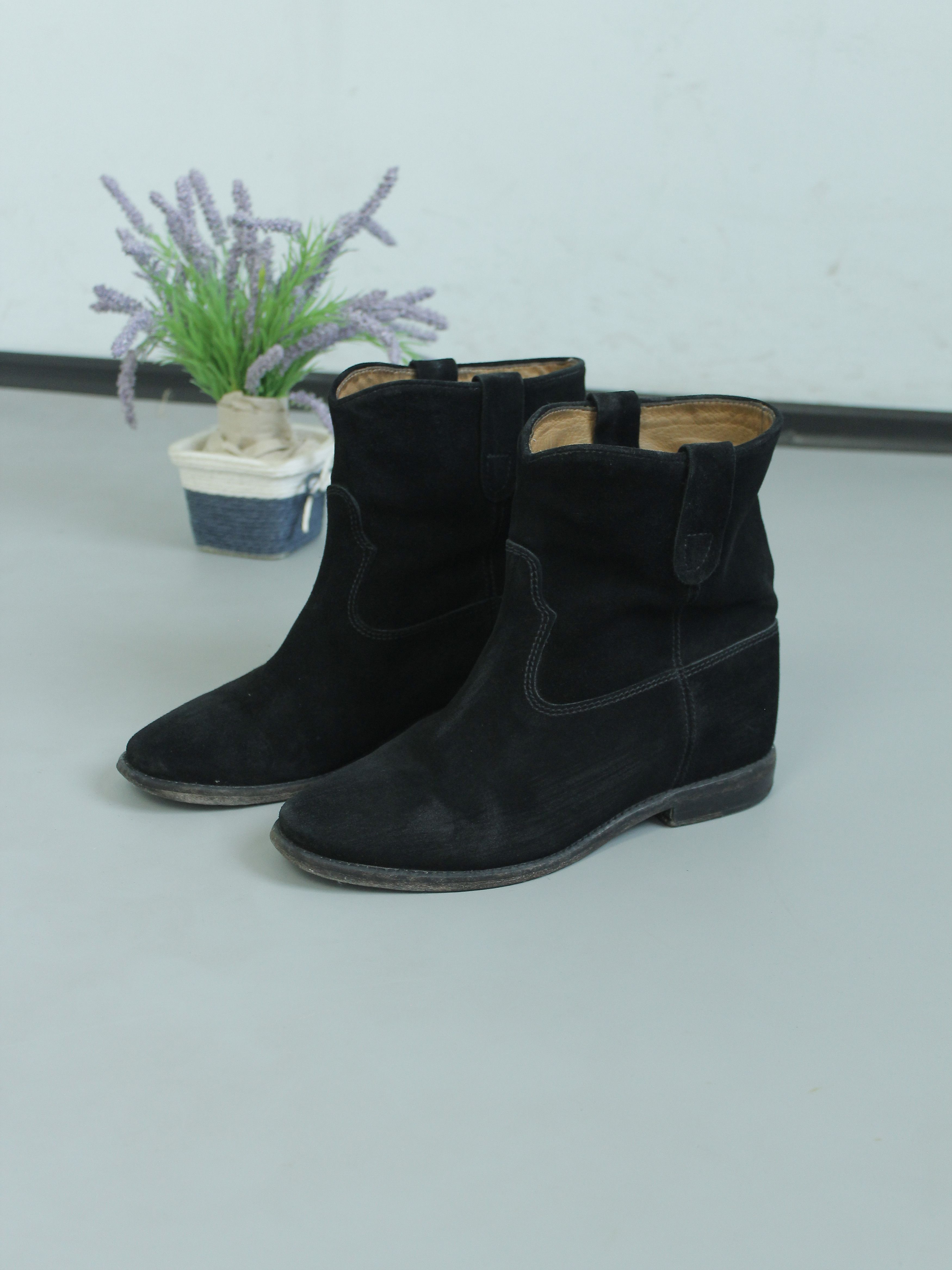 ISABEL MARANT ETOILE CRISI BOOTS WOMENS 38 BLACK SUEDE