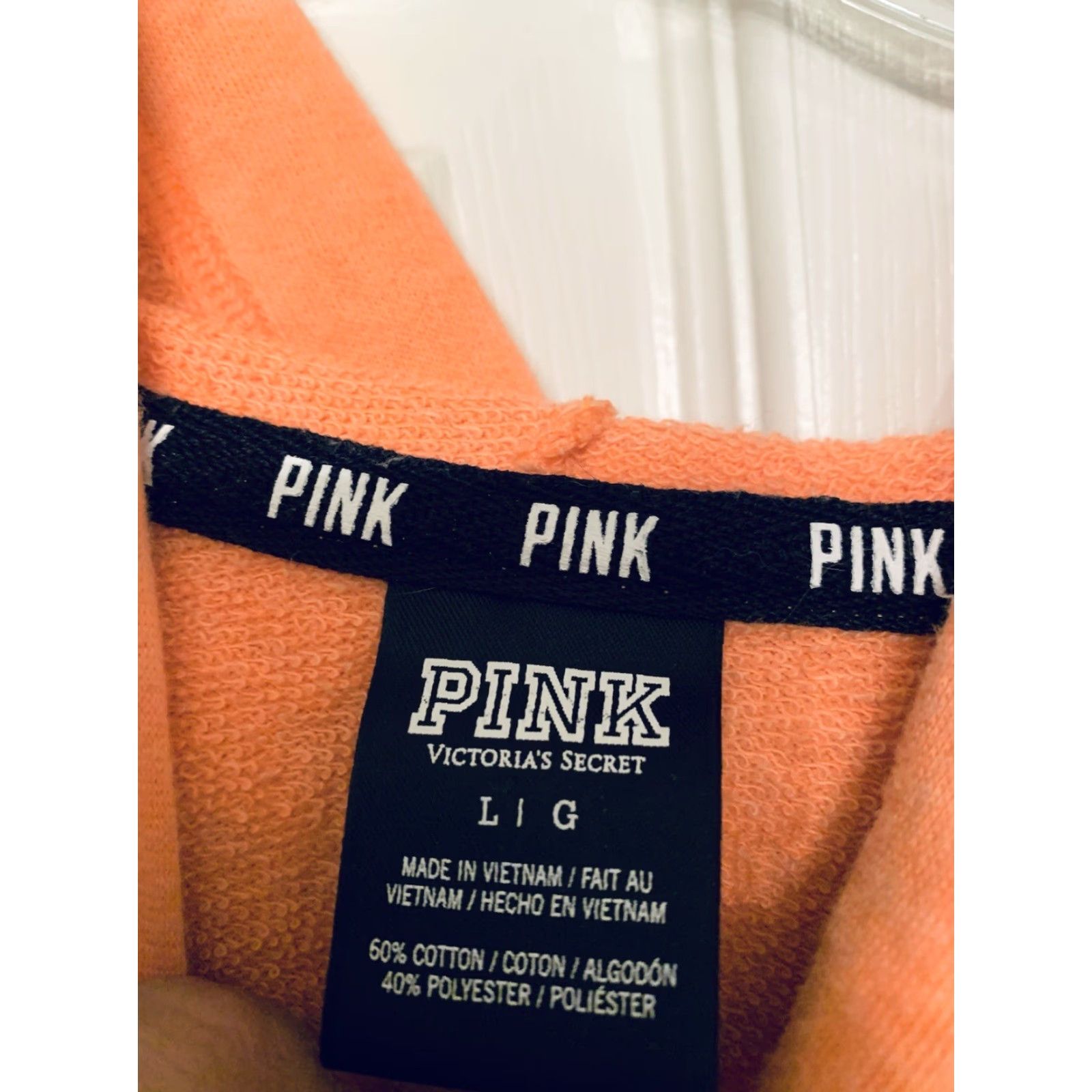 Victoria's Secret Victoria’s Secret PINK Hoodie Zip Up Orange Long Sleeve Size L - Women’s, Full Zip, Pockets, Activewear Size L / US 10 / IT 46 - 3 Thumbnail