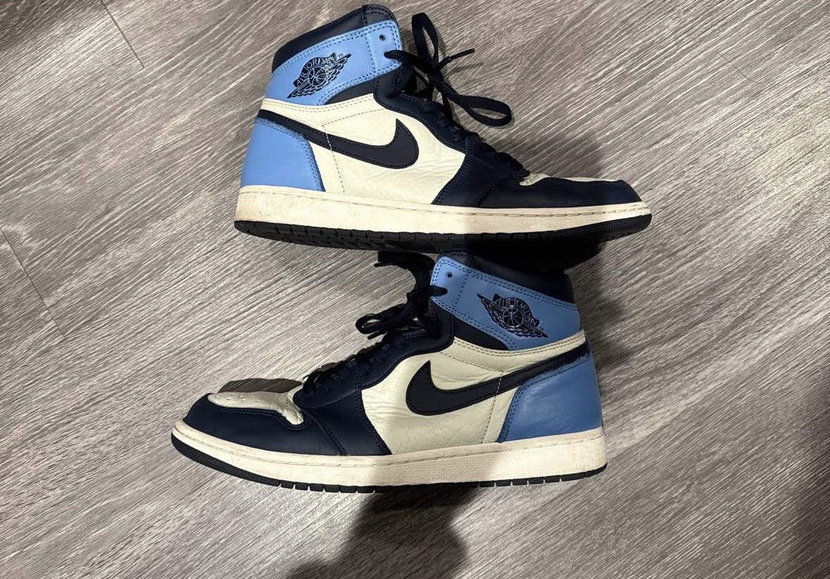 image of Jordan Nike Jordan 1 High Top Shoes in Blue, Men's (Size 10)