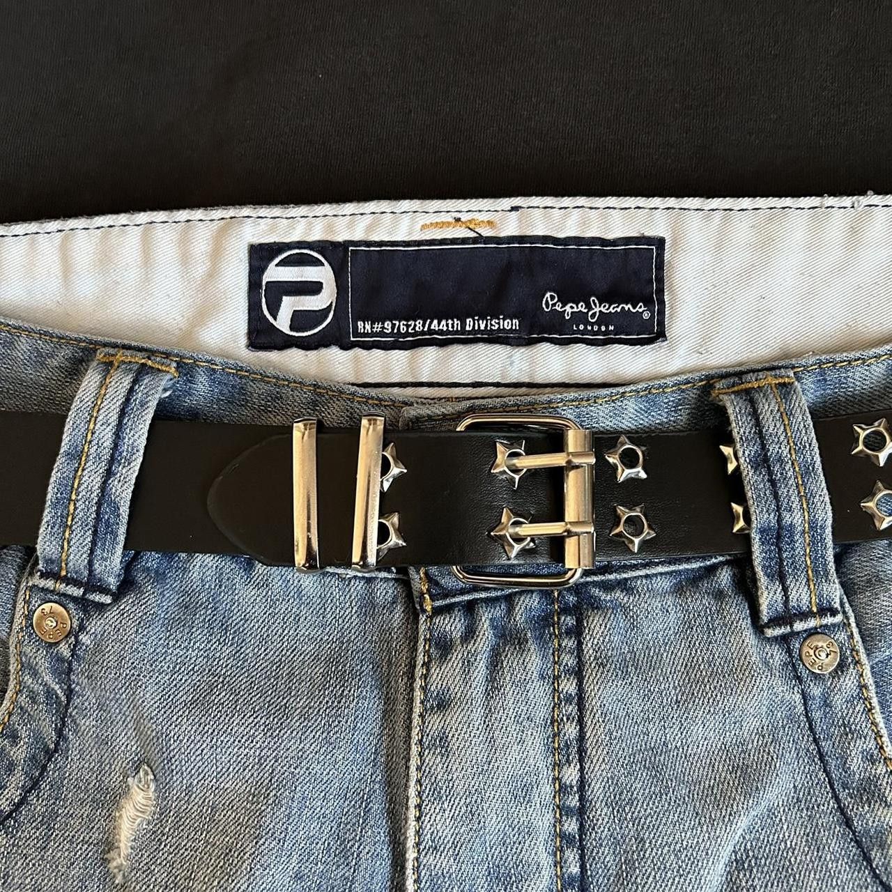 Japanese Brand × Vintage Y2K 2000s Style Silver Star Studded Punk Hip Hop Belt Size 42 - 2 Thumbnail