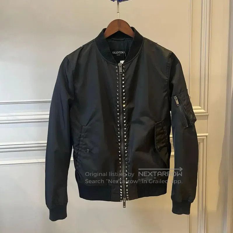 Valentino Valentino Black Long Sleeve Men's Bomber Jacket . Size US XL / EU 56 / 4 - 1 Thumbnail