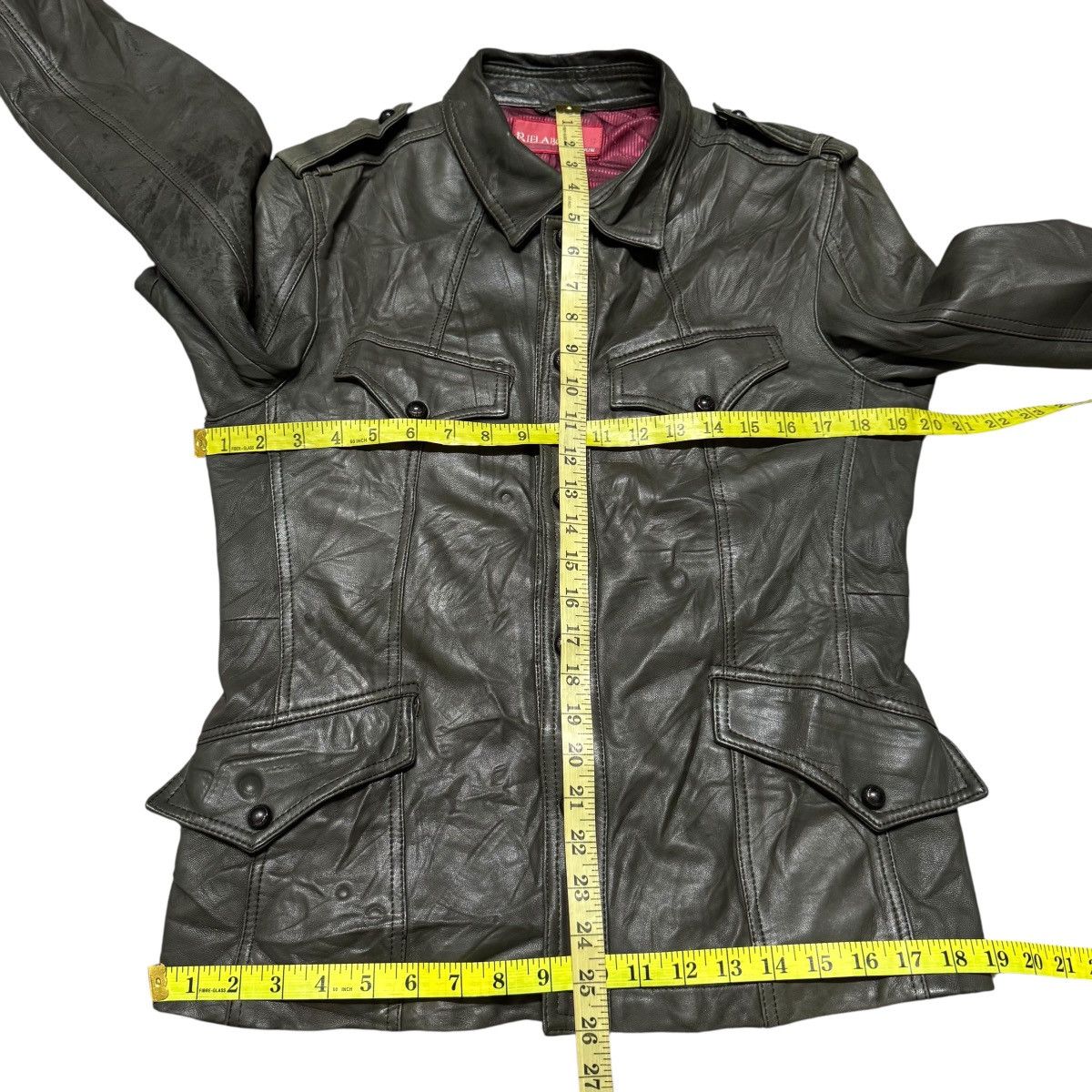 Le Grande Bleu (L.G.B.) Reilabo x Nicole Club Military Leather Jacket Size US M / EU 48-50 / 2 - 15 Thumbnail