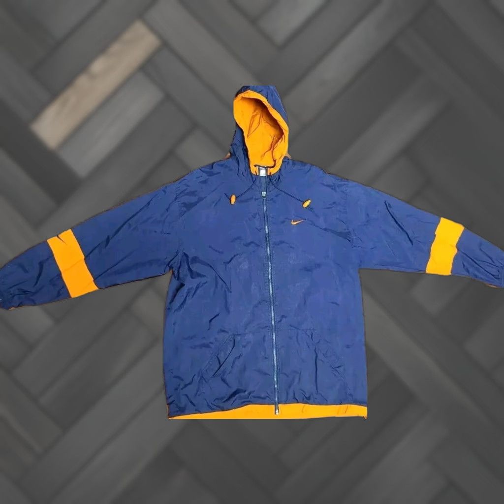 Nike NIKE Windbreaker Jacket Men's L Large Hooded Blue Orange Swoosh Full Zip Vintage Size US L / EU 52-54 / 3 - 1 Thumbnail