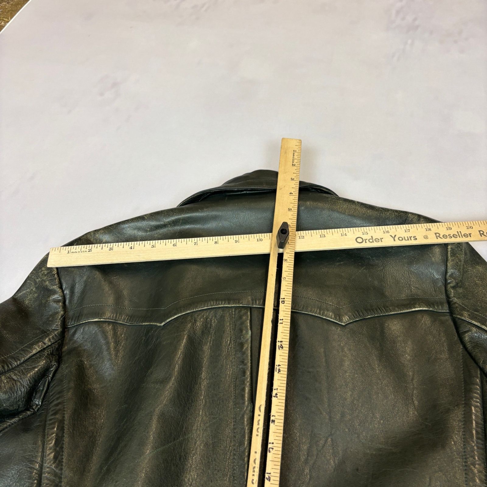 Vintage WWII 40s German Officer Horsehide Leather Moto Trench Coat Size US L / EU 52-54 / 3 - 14 Thumbnail