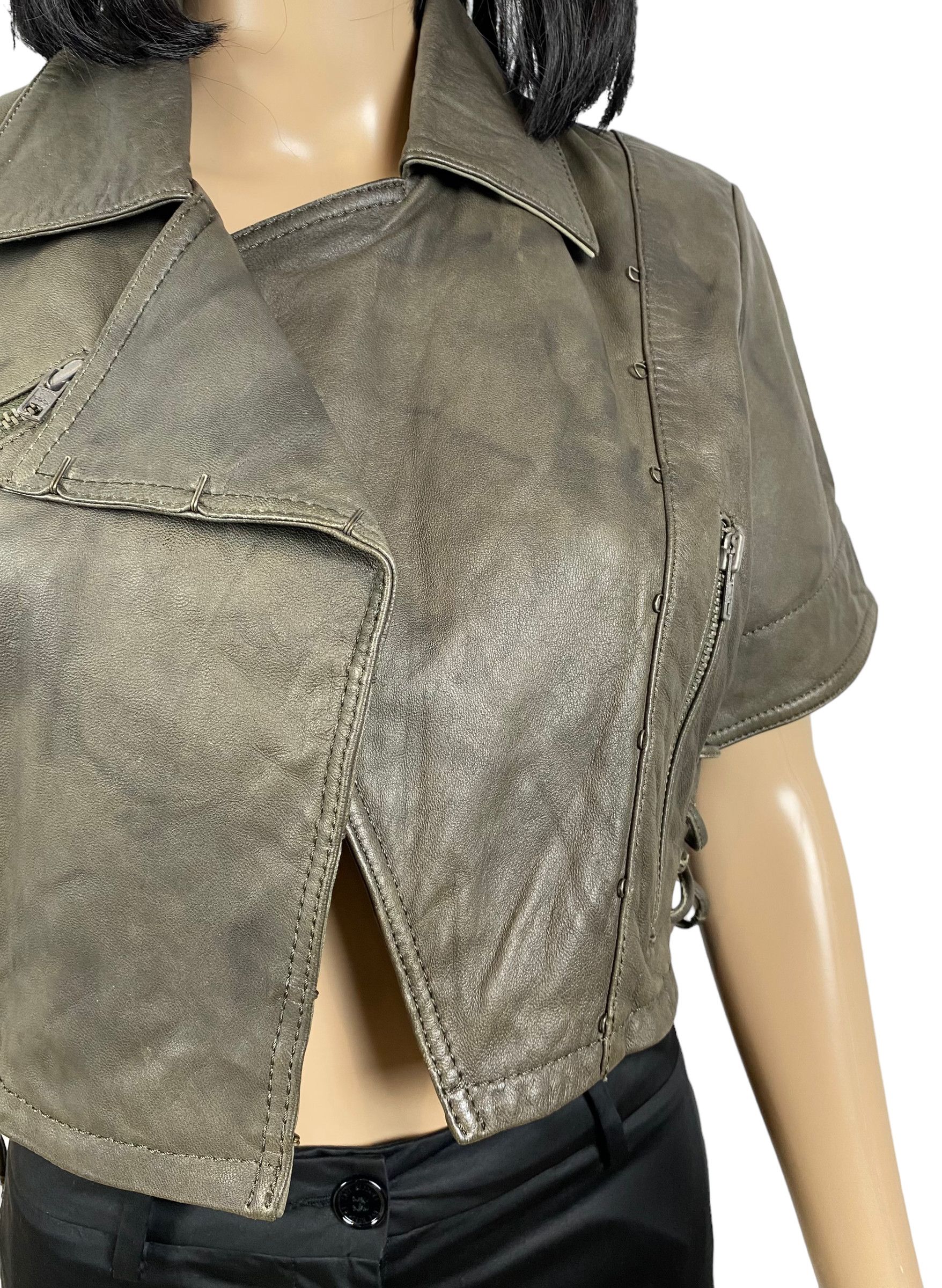 Allsaints all saints leather jacket short sleeve womens size us 10 Size L / US 10 / IT 46 - 9 Thumbnail