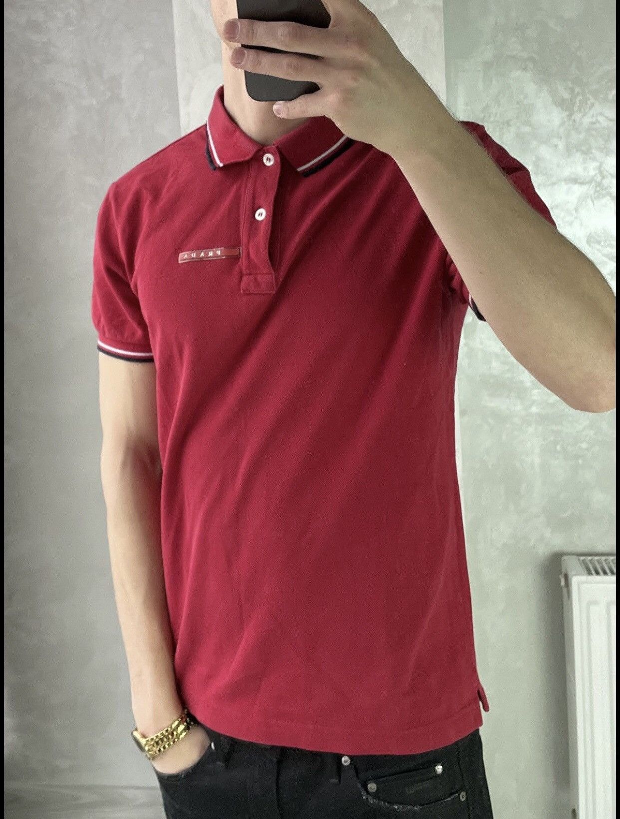 Prada Prada ReD tab red polo shirt Size US S / EU 44-46 / 1 - 7 Thumbnail