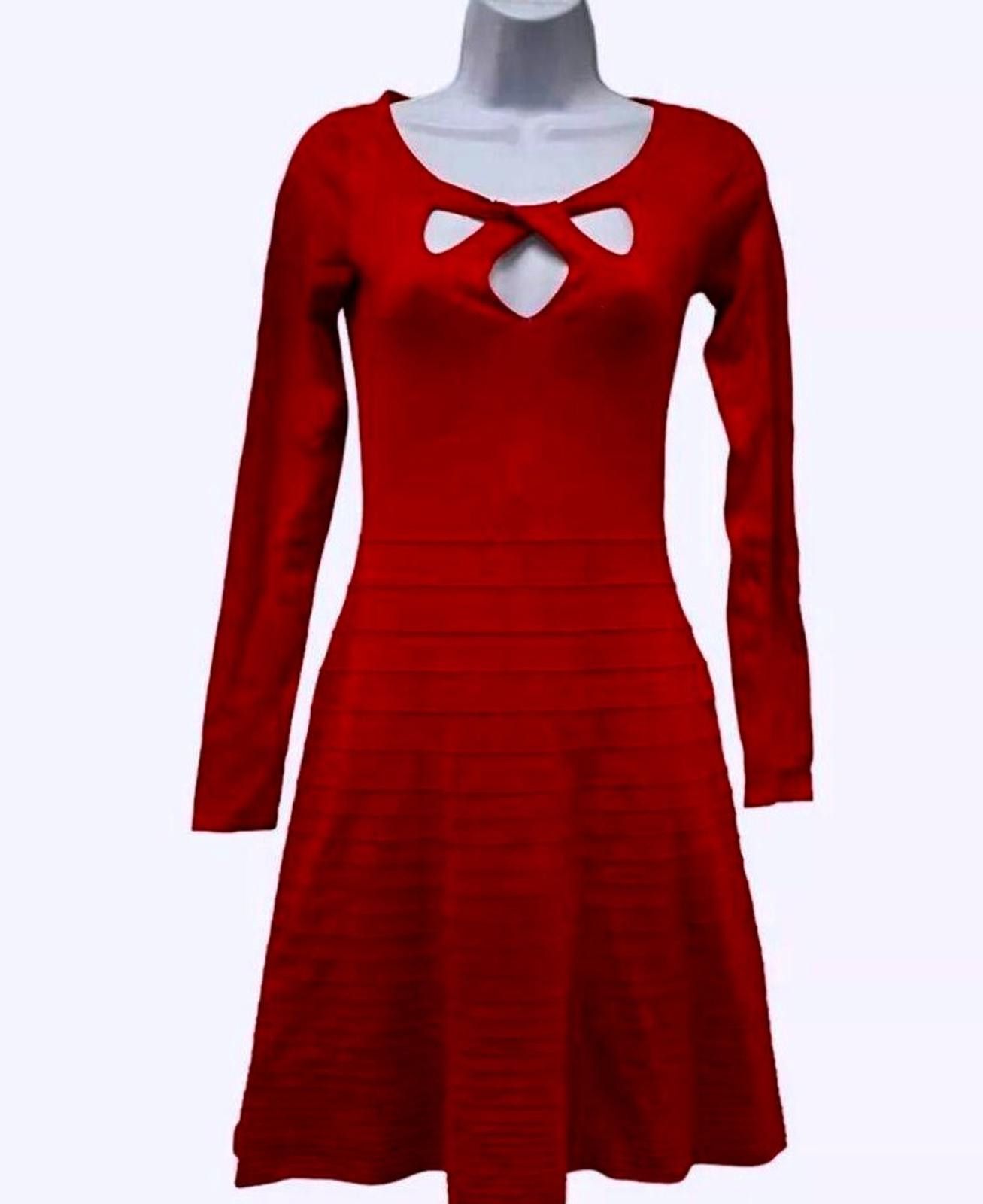 Designer Red Long Sleeve Cutout Dress By INC Size M / US 6-8 / IT 42-44 - 5 Thumbnail