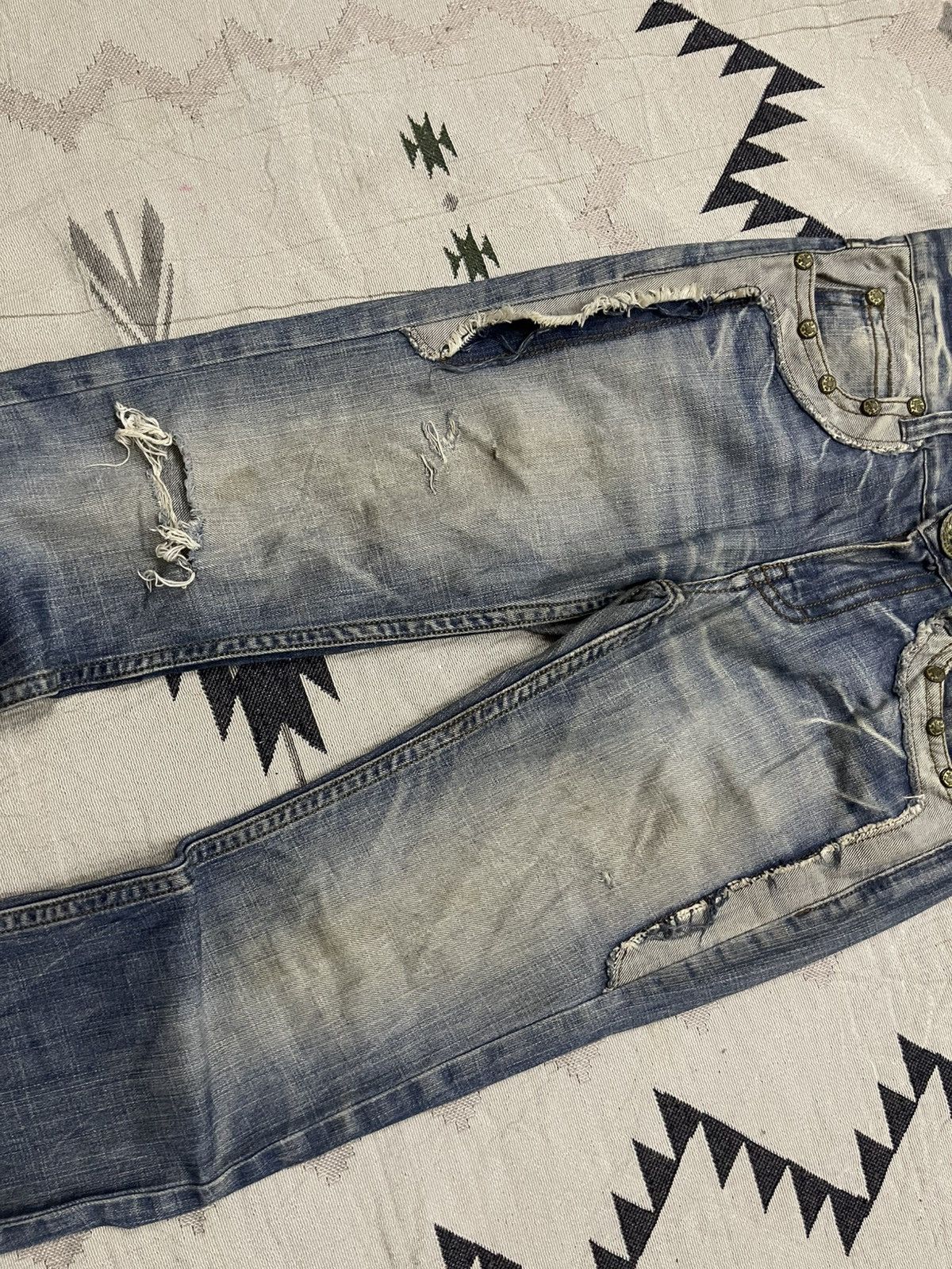 If Six Was Nine 2000s RIOBERA JEANS WASHABLE DISTRESSED JEANS RARE DESIGN Size US 30 / EU 46 - 6 Thumbnail
