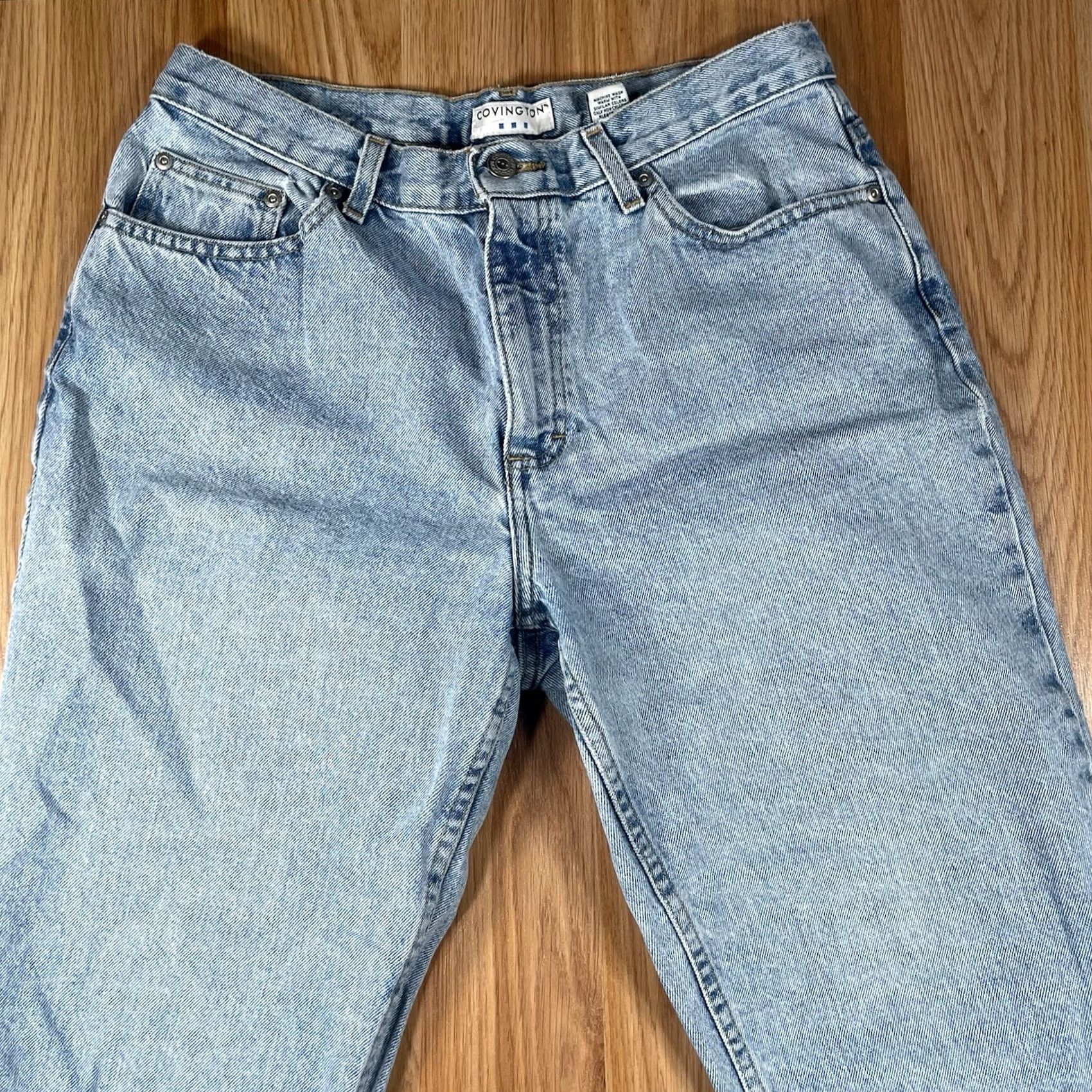 Denime Covington Jeans Women’s Size 14PS Petites Blue Wash Denim Tapered 5 Pocket Long Size 36" / US 14 / IT 50 - 2 Thumbnail