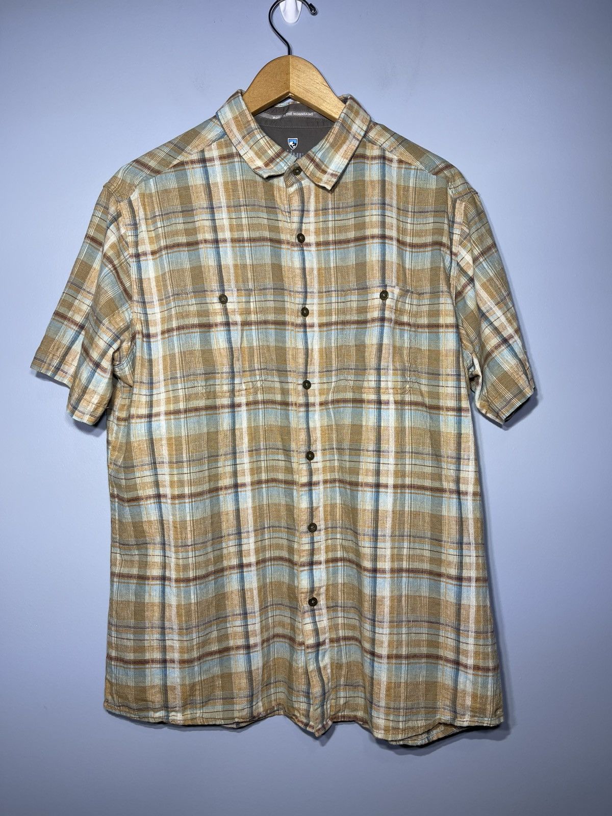 Kuhl Kuhl Shirt Men’s Sz L Brown Blue Plaid S/S Linen Outdoor Size US L / EU 52-54 / 3 - 2 Thumbnail