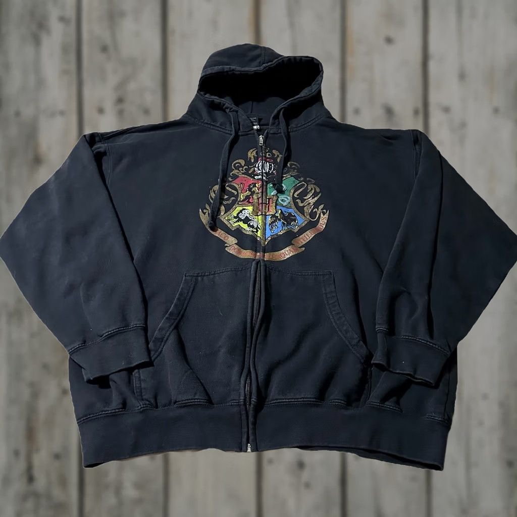 Vintage Harry Potter Hogwarts Crest Full Zip Hoodie Large XL Men Black Size US XL / EU 56 / 4 - 1 Thumbnail