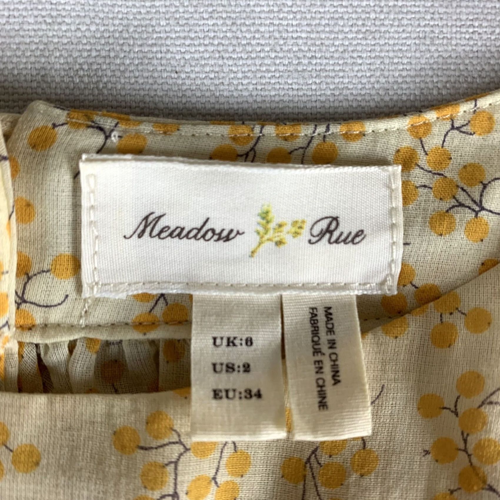 Vintage VINTAGE Meadow Rue BLOUSE Womens Size 2 YELLOW FLORAL BALLOON SLEEVE COLD SHOULDER Size XS / US 0-2 / IT 36-38 - 3 Thumbnail