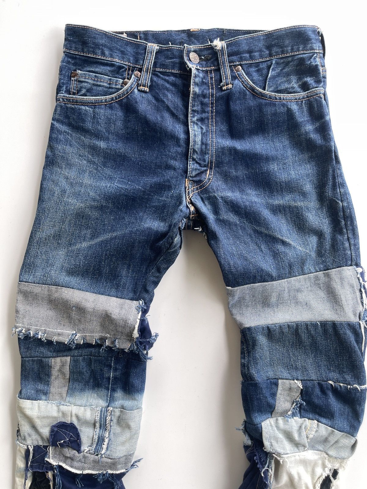 Vintage Vintage WestRider Remake Patchwork Distressed Flare Size 29" - 5 Thumbnail