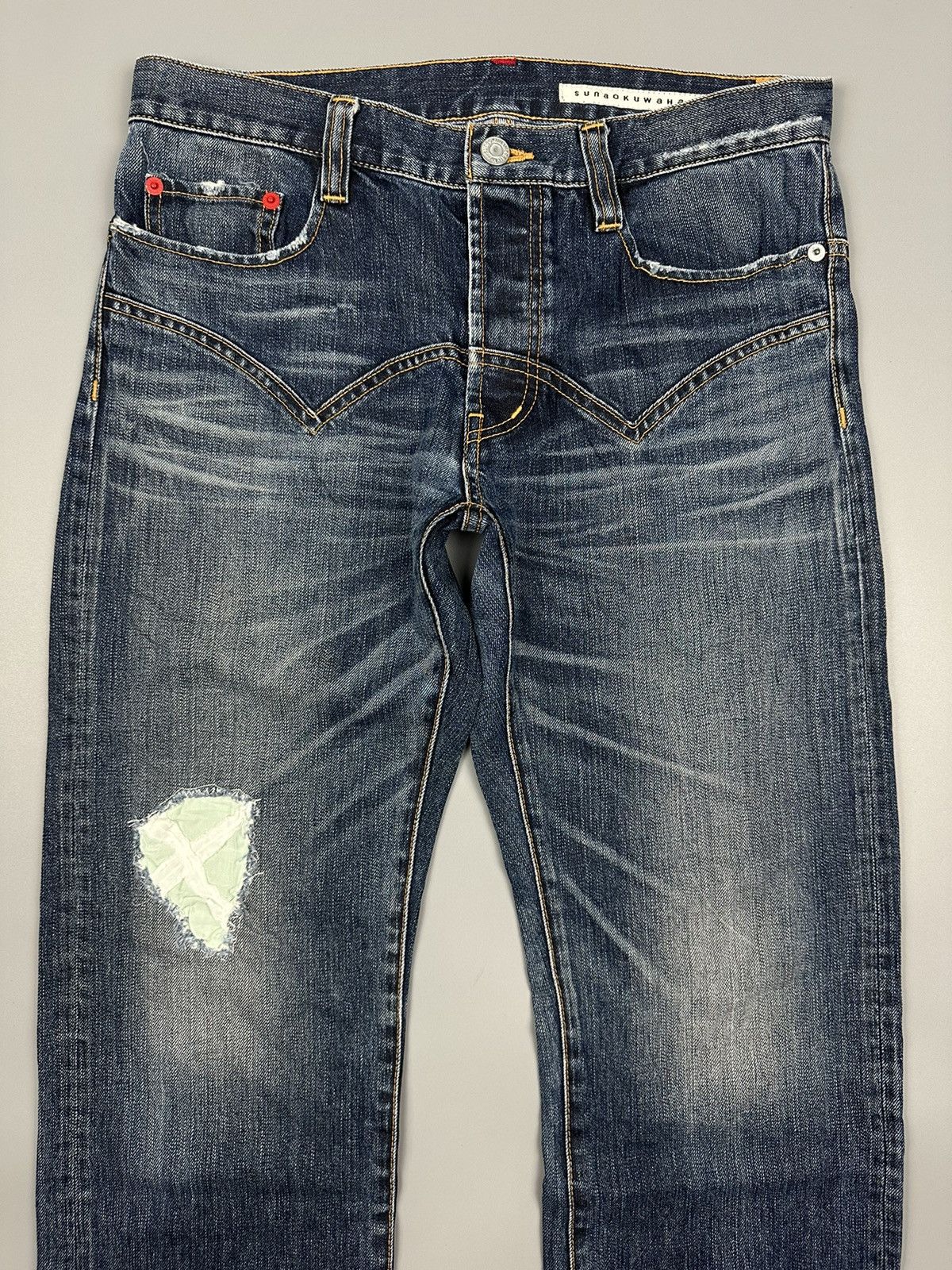 Issey Miyake × Japanese Brand Distressed Sunao Kuwahara Sashiko Boro Denim Size US 31 - 5 Thumbnail
