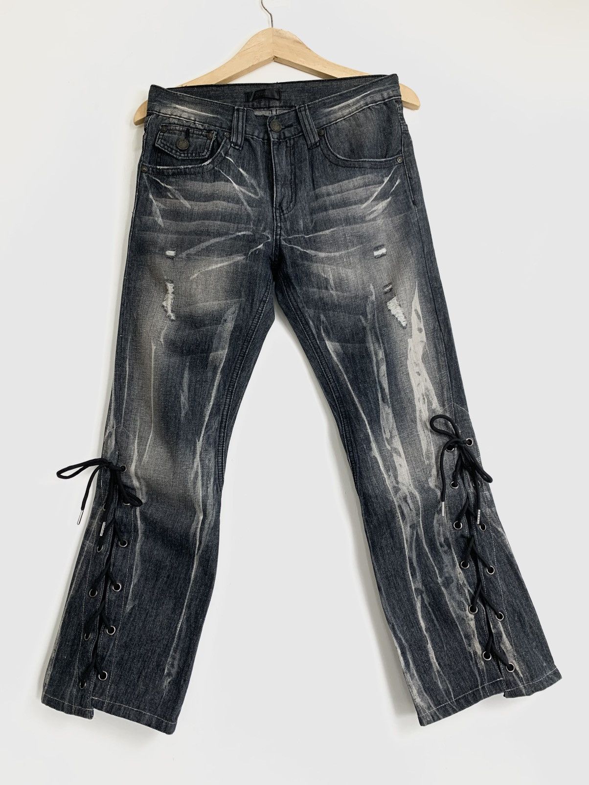 If Six Was Nine Lace up blackbaccara pant vkei style japanese brand Size US 30 / EU 46 - 1 Thumbnail