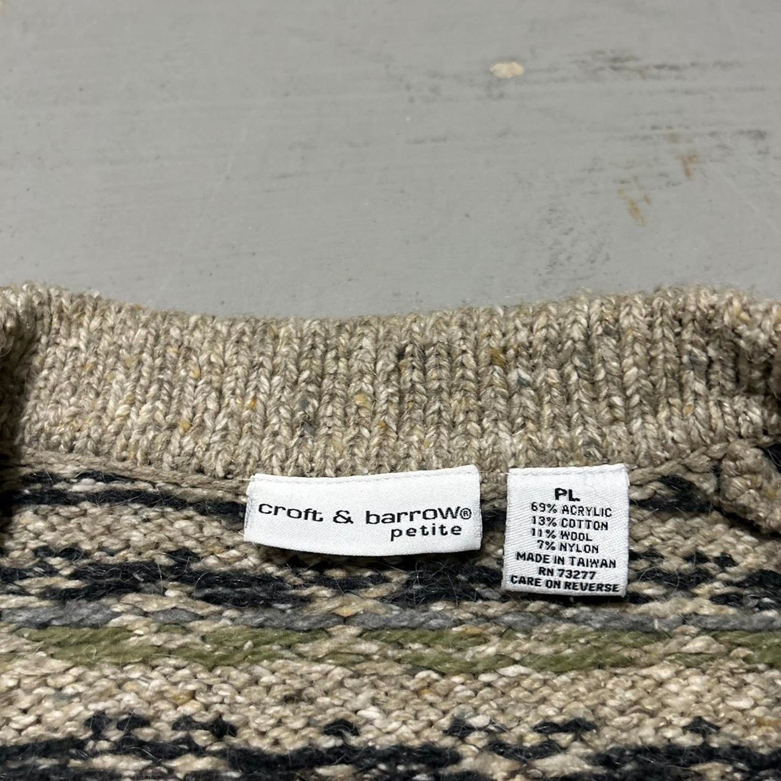 Croft & Barrow Fair Isle Vintage Cardigan Croft & Barrow Cream and Brown Size L / US 10 / IT 46 - 3 Thumbnail