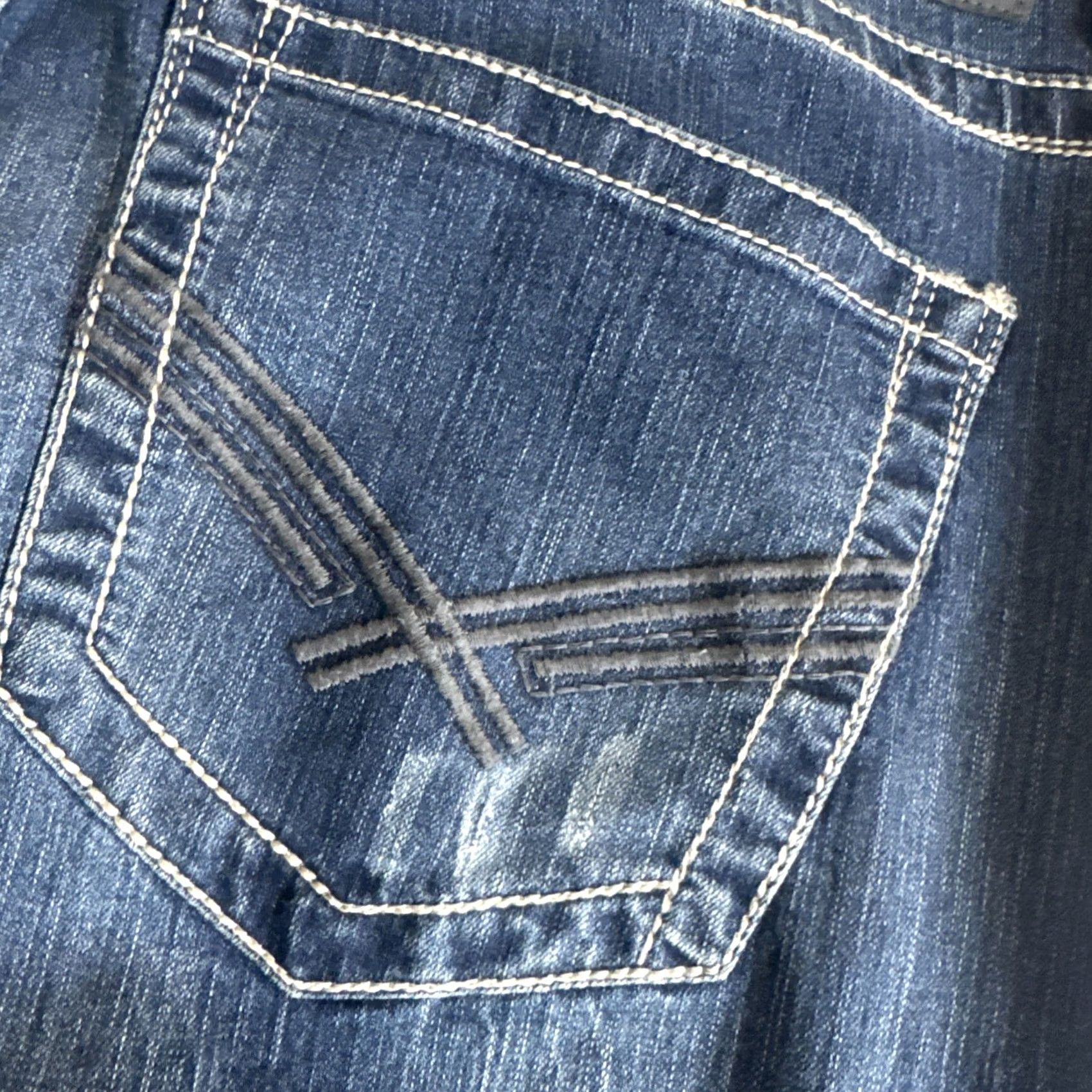 Denime Vintage 00s Axel Blue Embroidered Denim Jeans Bootcut Stretch Y2K Mens Sz 38x32 Size US 38 / EU 54 - 3 Thumbnail