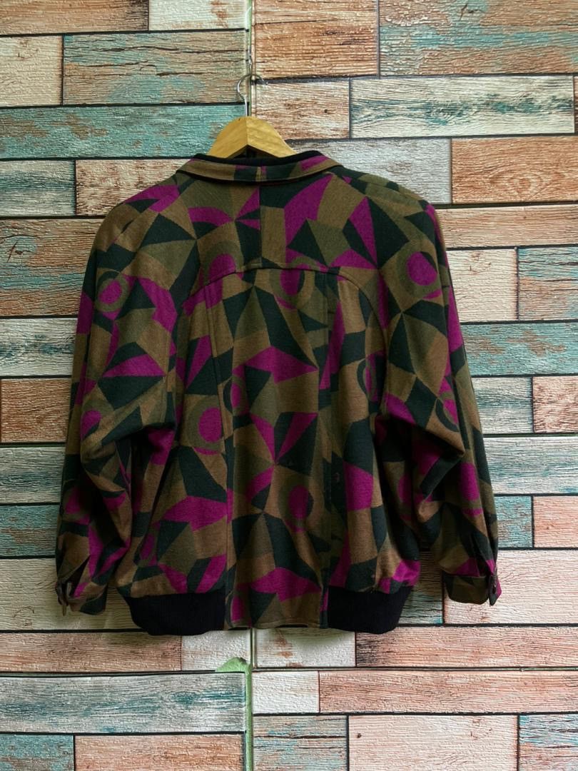Japanese Brand Vintage Abstract Avant-Garde Geometric Wool Blouson Size M / US 6-8 / IT 42-44 - 2 Thumbnail