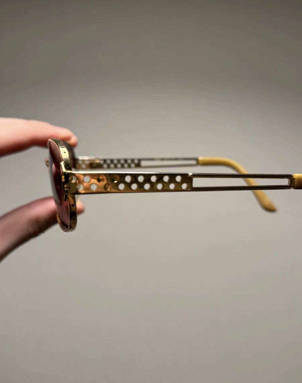 Jean Paul Gaultier Jean Paul Gaultier Gold Rim Perforated Sunglasses K24 Size ONE SIZE - 3 Thumbnail
