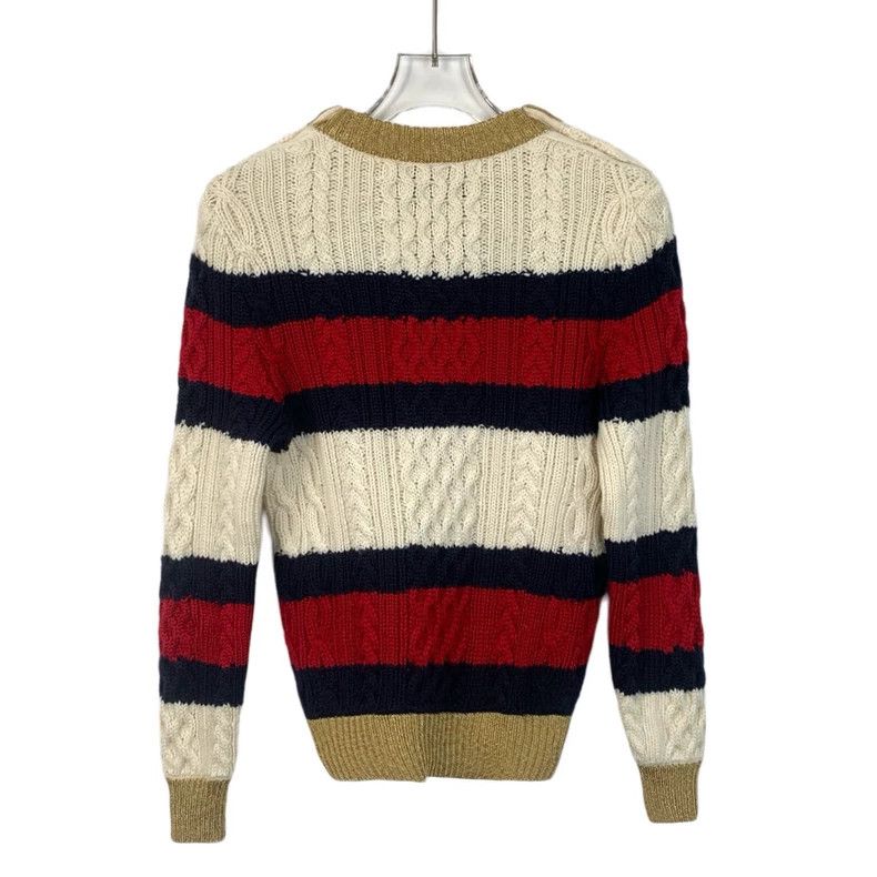 Gucci Gucci Color-blocked striped pearl buckled wool round-neck l Size US XS / EU 42 / 0 - 2 Thumbnail