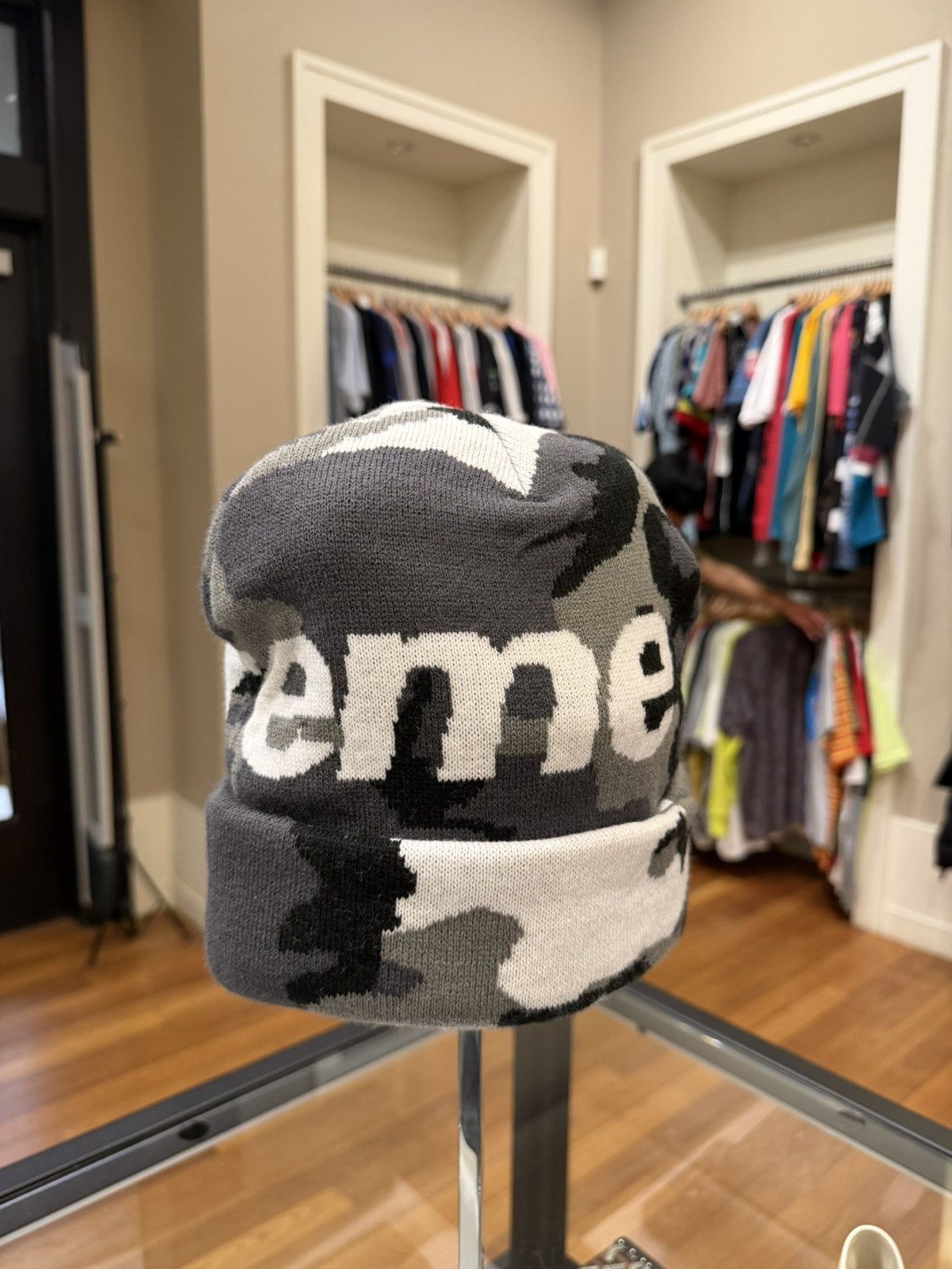 Supreme Supreme Snow Camo Big Logo Beanie Size ONE SIZE - 3 Thumbnail