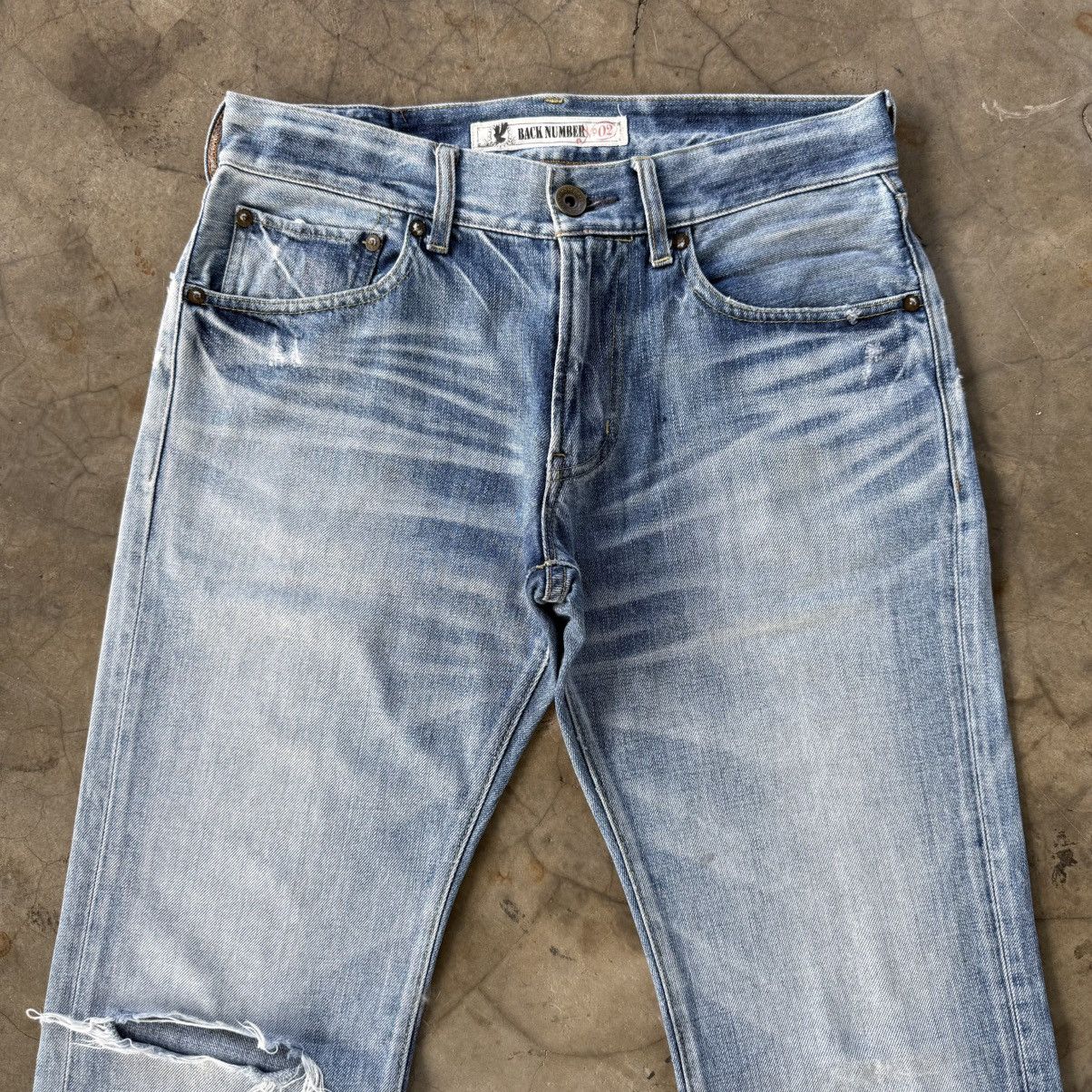 Japanese Brand Vintage Back Number Faded Denim Jean Pants Size US 31 - 2 Thumbnail