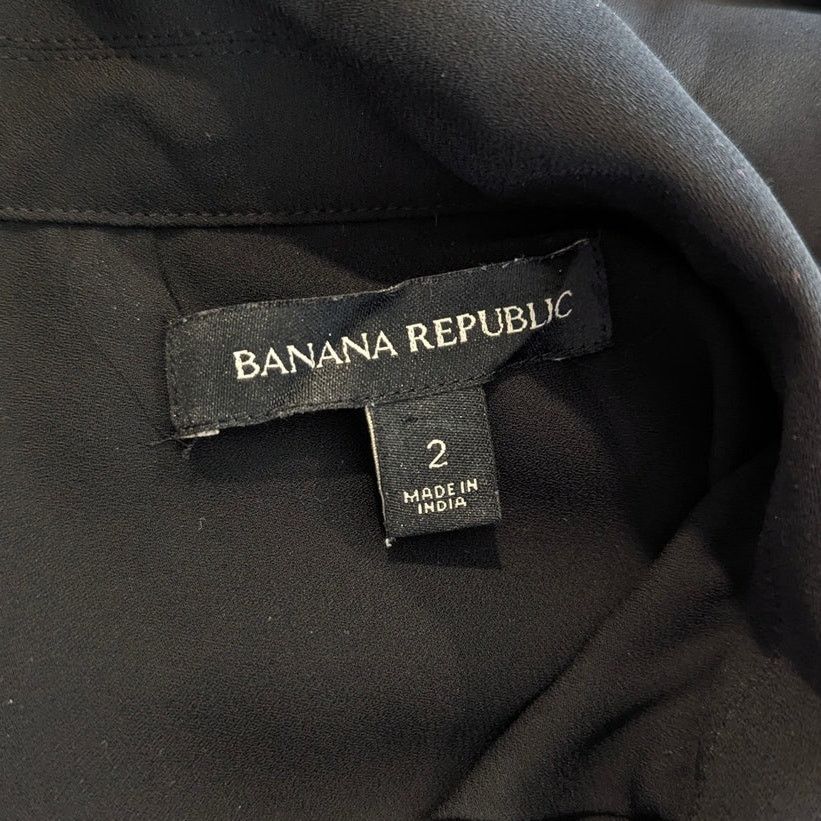 Banana Republic Banana Republic Black Sheer Swing Shift Button Down Dress Size XS / US 0-2 / IT 36-38 - 5 Thumbnail