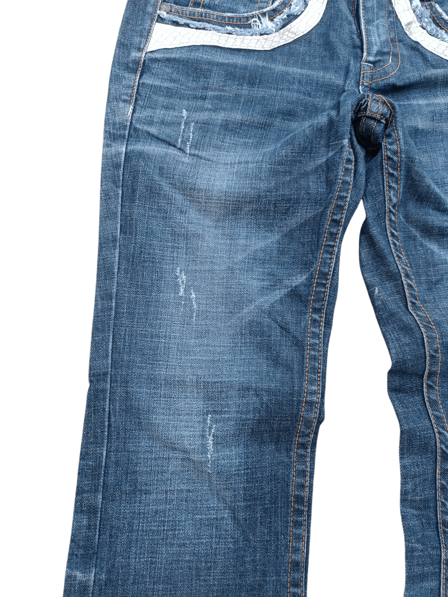 Tornado Mart PASTADENIM Skinny Distressed Whiskers Faded Embroidery Cross Size US 30 / EU 46 - 5 Thumbnail