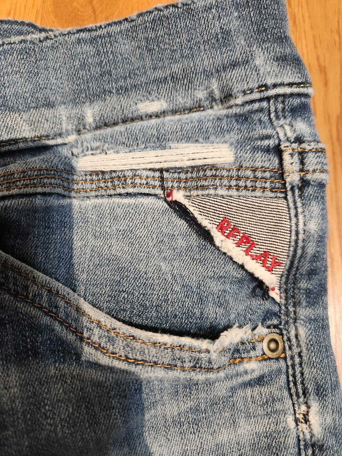 Replay Vintage Replay Distressed Slim Fit Jeans Mens 33X32 Blue Size US 33 - 2 Thumbnail