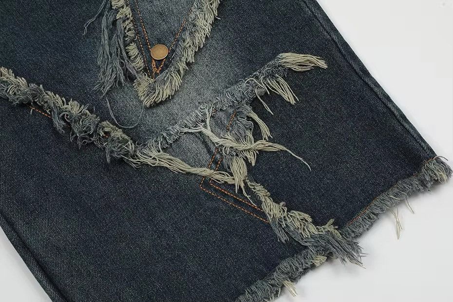 Japanese Brand retro star patch tassel denim short Size US 29 - 7 Thumbnail