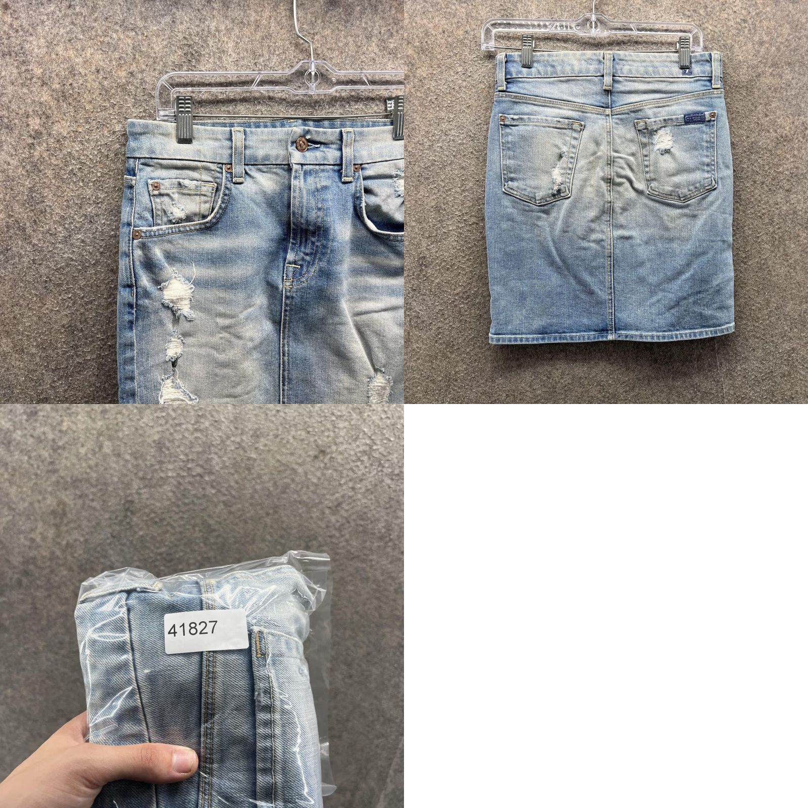 7 For All Mankind 7 For All Mankind Skirt Womens 26 Blue Denim Distressed Stretch Mini Casual Size 26" / US 2 / IT 38 - 8 Thumbnail