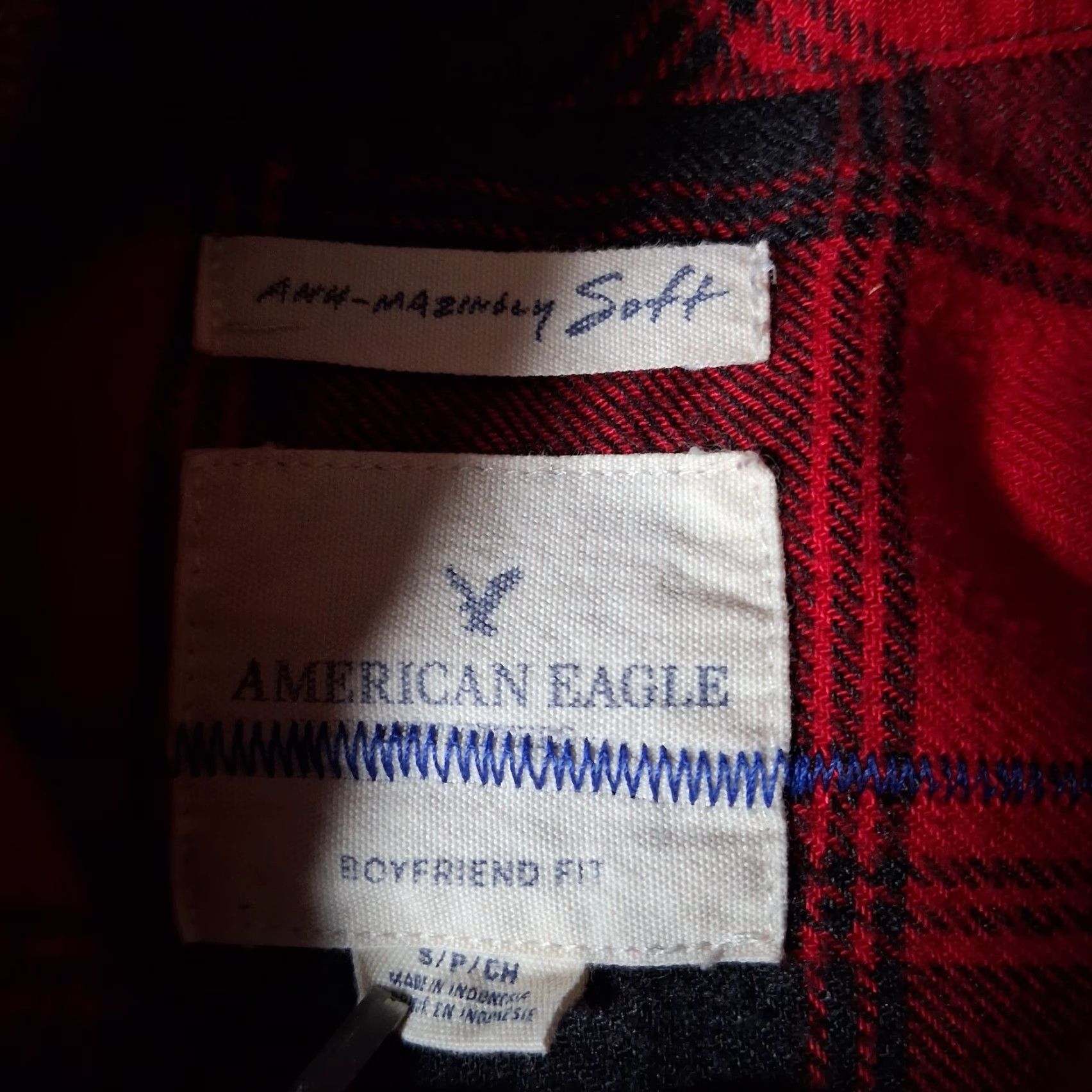 Vintage Reworked Flannel Shirt Women S Red Plaid Long Sleeve Button-Up Patches Upcycled Cozy OOAK Speech Heart Pocket Button-Up Shirt Size S / US 4 / IT 40 - 3 Thumbnail