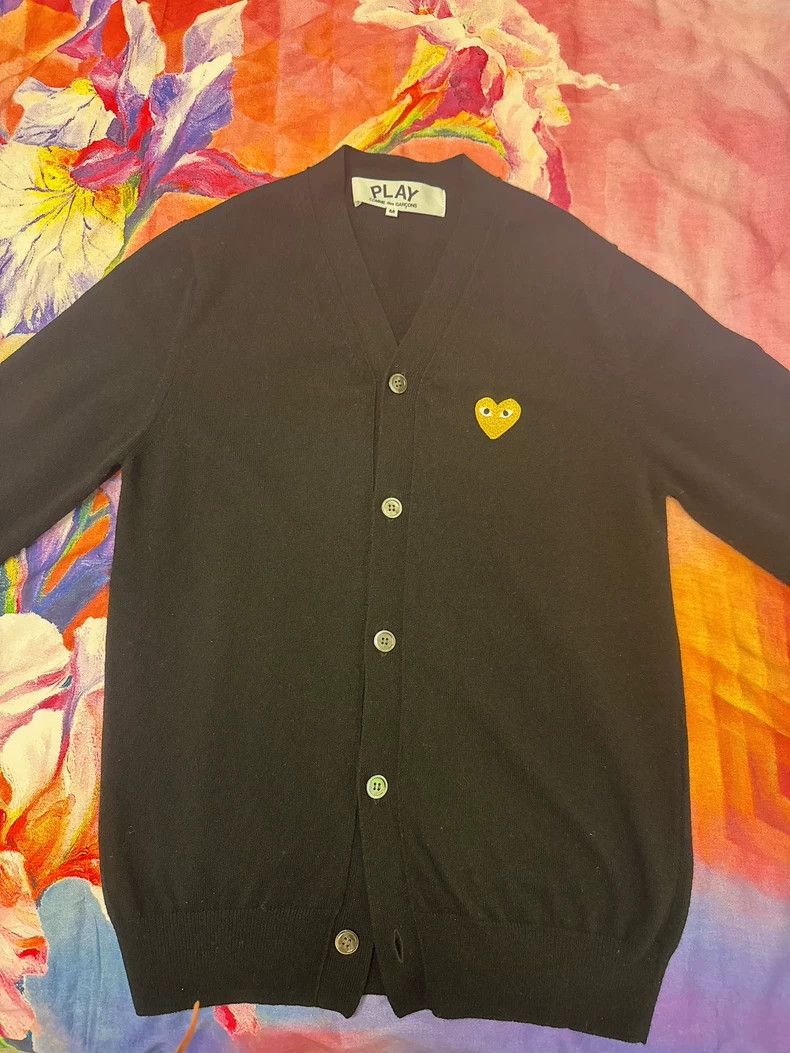 Comme des Garcons Comme Des Garcons Classic Black V-Neck Gold Heart Cardigan Size US M / EU 48-50 / 2 - 3 Thumbnail