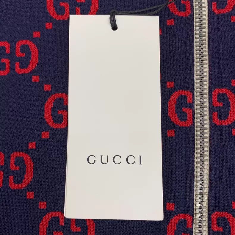 Gucci Gucci Dark blue logo jacquad full print lapel zipper long- Size US M / EU 48-50 / 2 - 6 Thumbnail