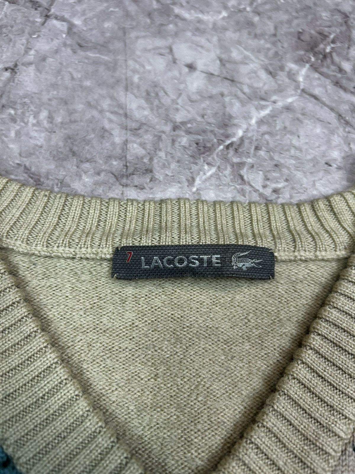 Lacoste × Vintage Vintage 90s Lacoste France wool Knit V neck Sweater Size US XL / EU 56 / 4 - 3 Thumbnail