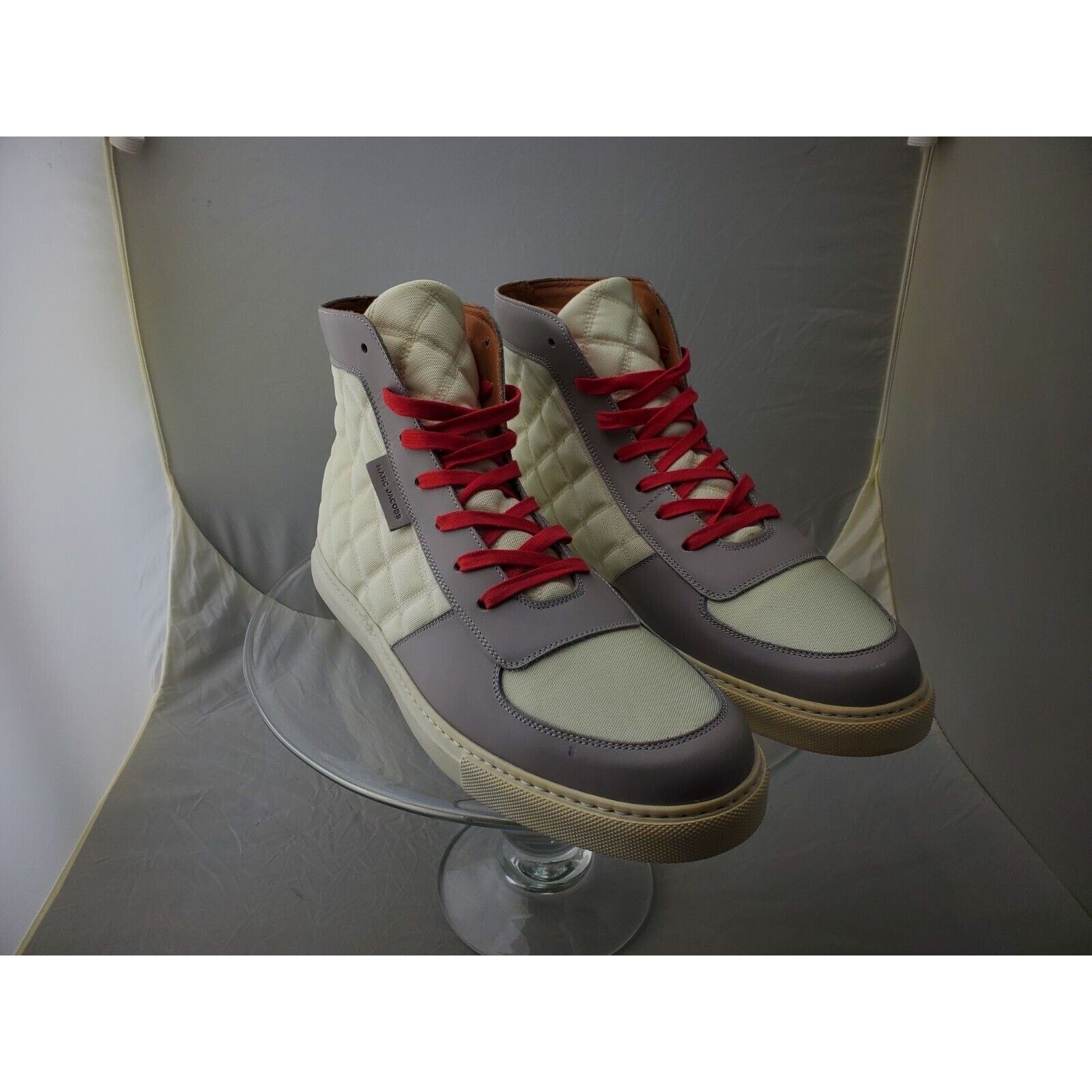 Marc Jacobs Marc Jacob Men US10 White Quilted HiTop Lace up Sneakers Grailed