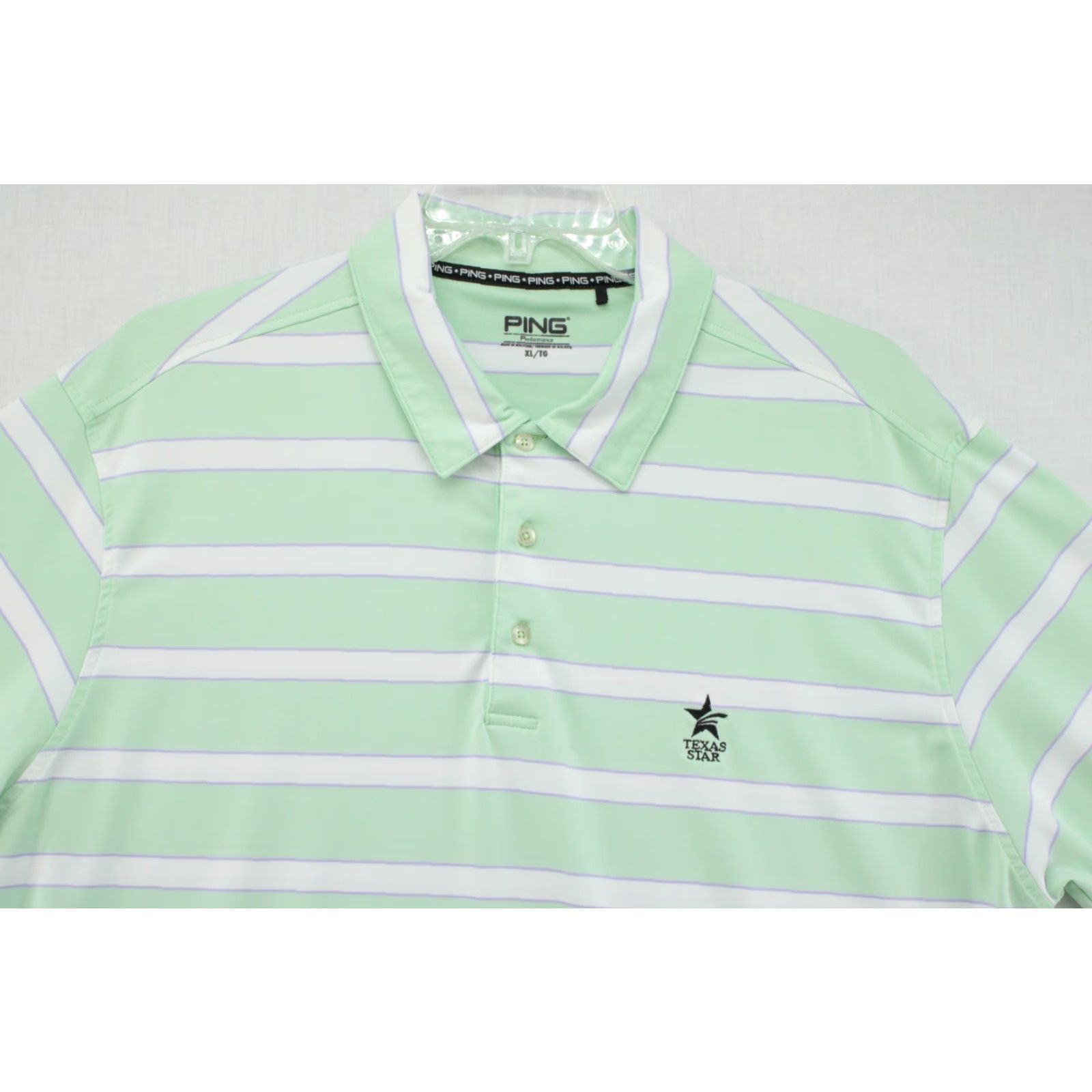 Vintage PING Performance Polo Shirt Men's XL Green Ocean Front Striped Golf Texas Star Shirt Polo Shirt XL Green Front Ocean City Texas Star PING Size US XL / EU 56 / 4 - 4 Thumbnail