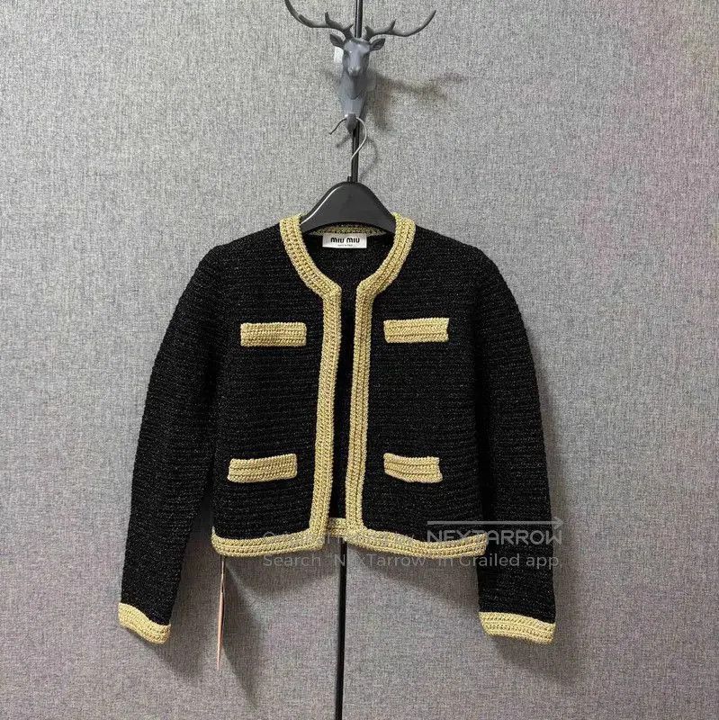 Miu Miu Miu Miu Black Cropped Embroidered Jacket . Size M / US 6-8 / IT 42-44 - 1 Thumbnail